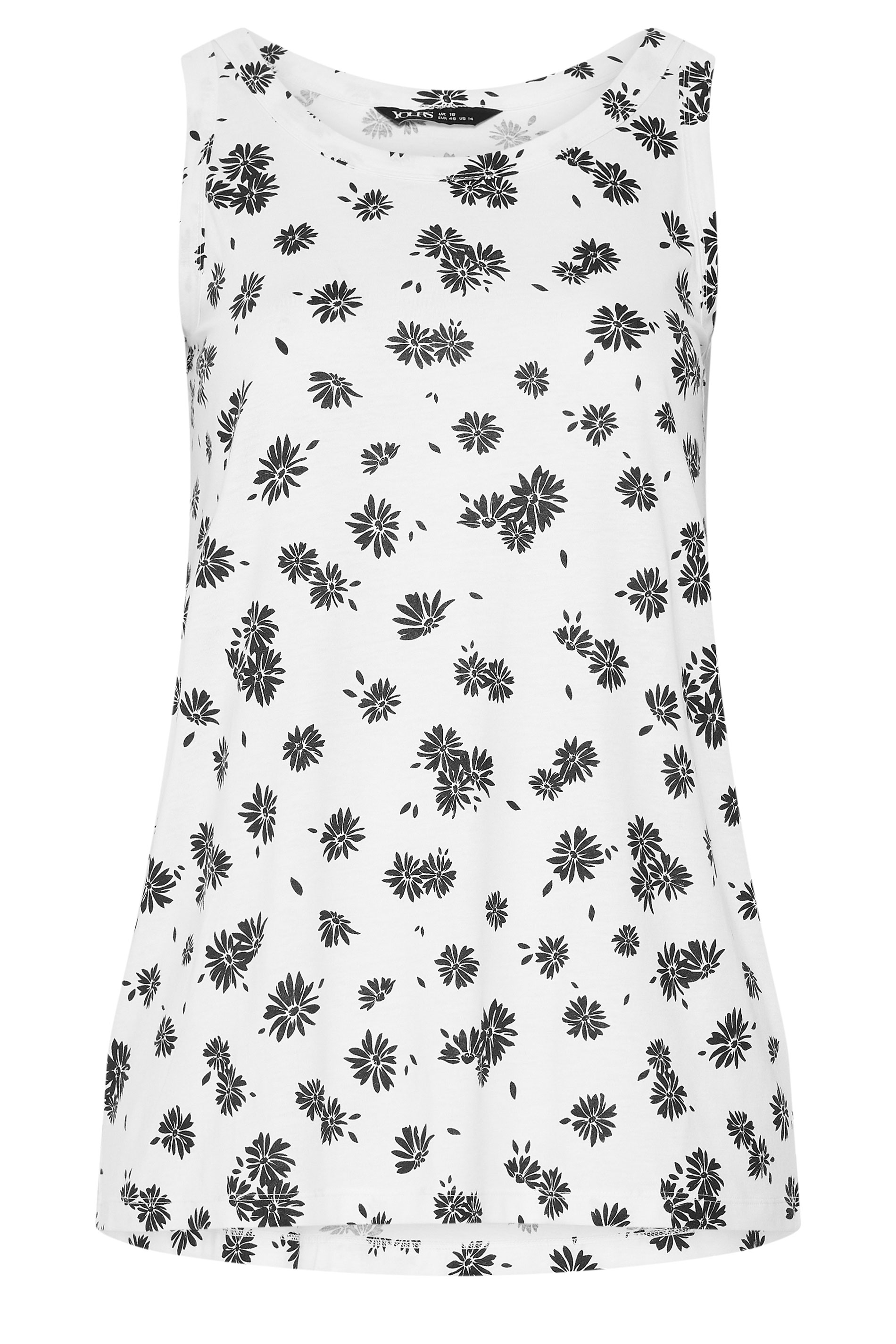 YOURS Plus Size White Daisy Print Vest Top | Yours Clothing 5