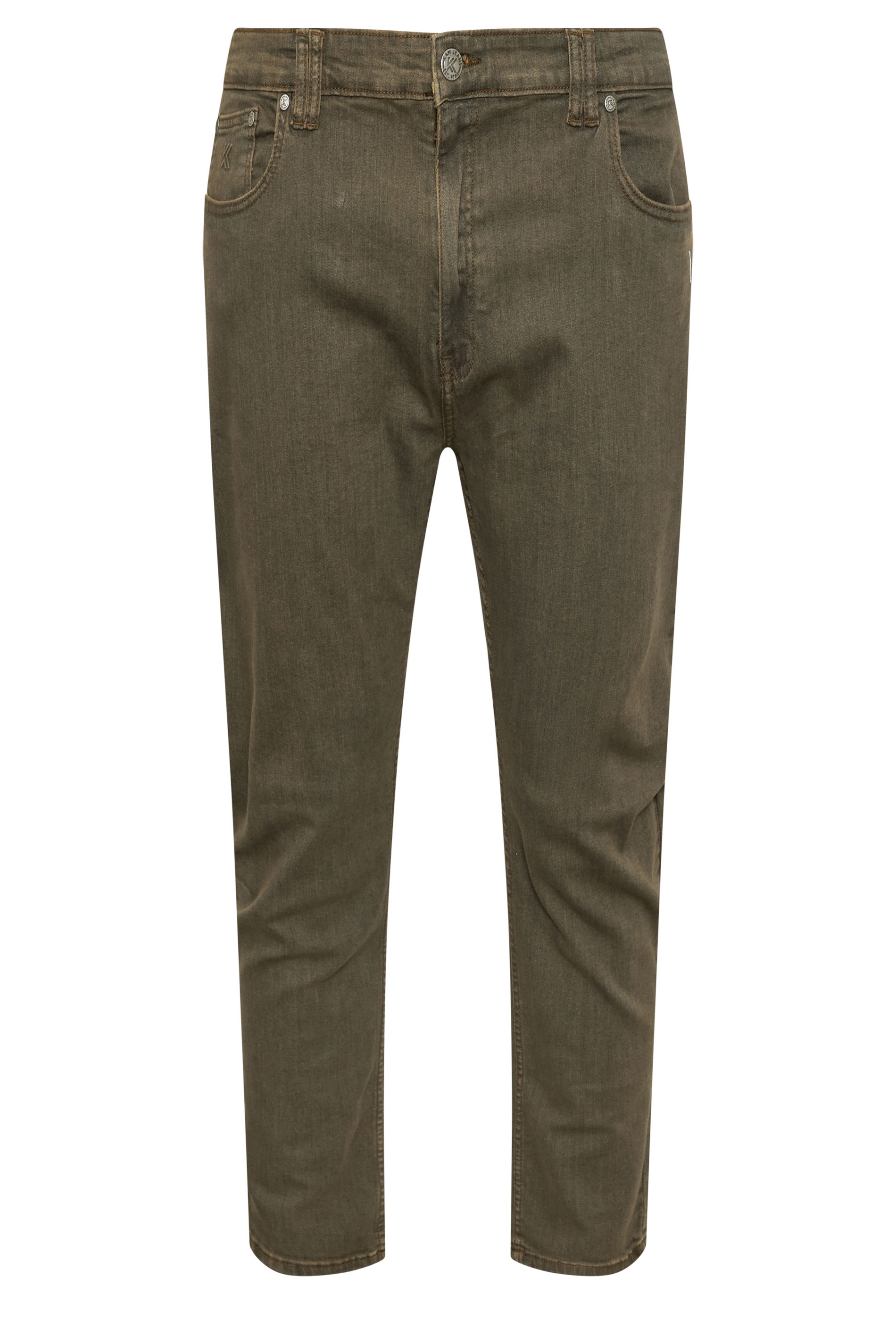 KAM Big & Tall Khaki Green Stretch Jeans | BadRhino 2