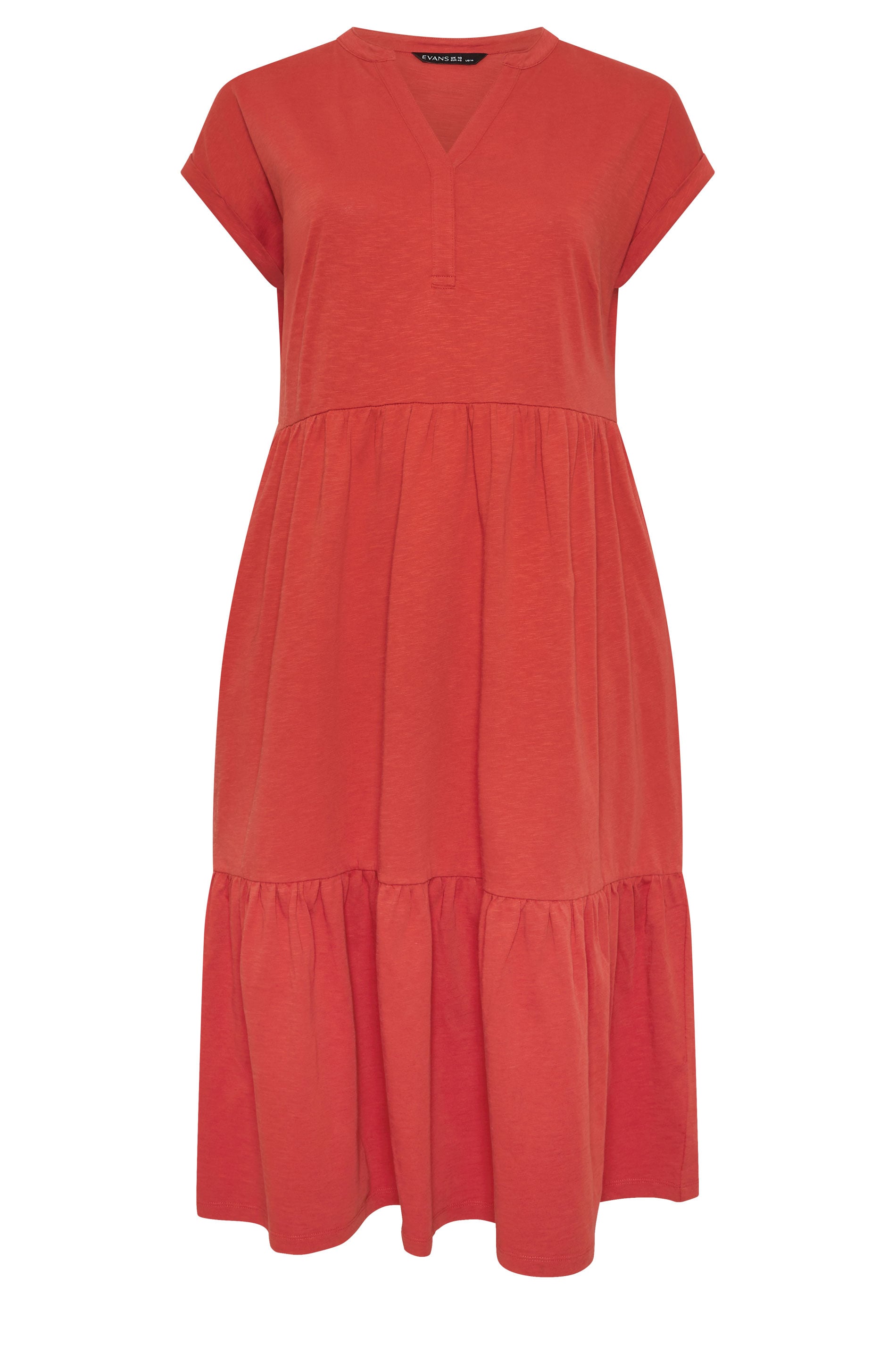 EVANS Plus Size Rust Orange Cotton Midi Dress | Evans 6