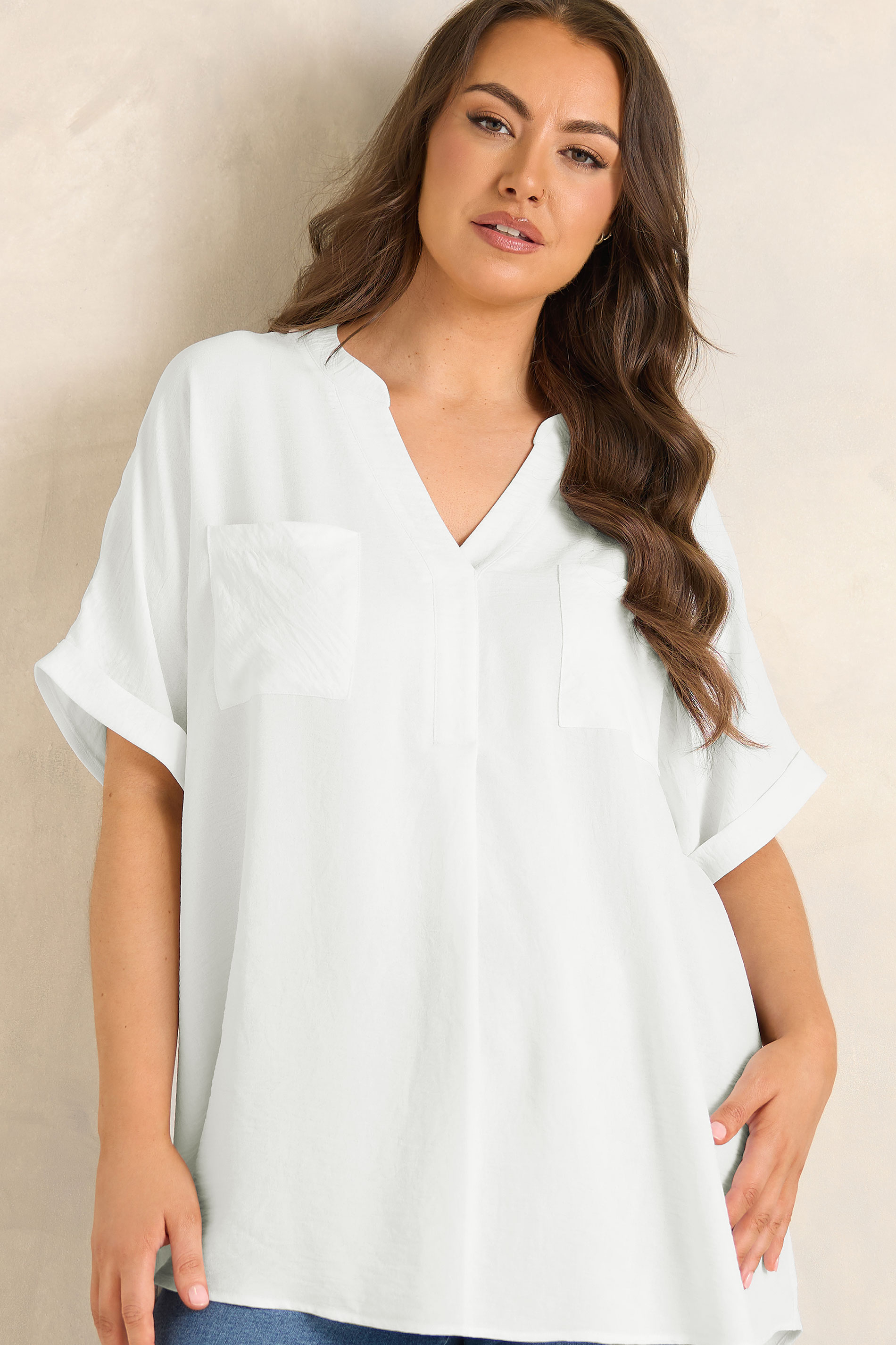 EVANS Plus Size White Short Sleeve Utility Blouse | Evans  1