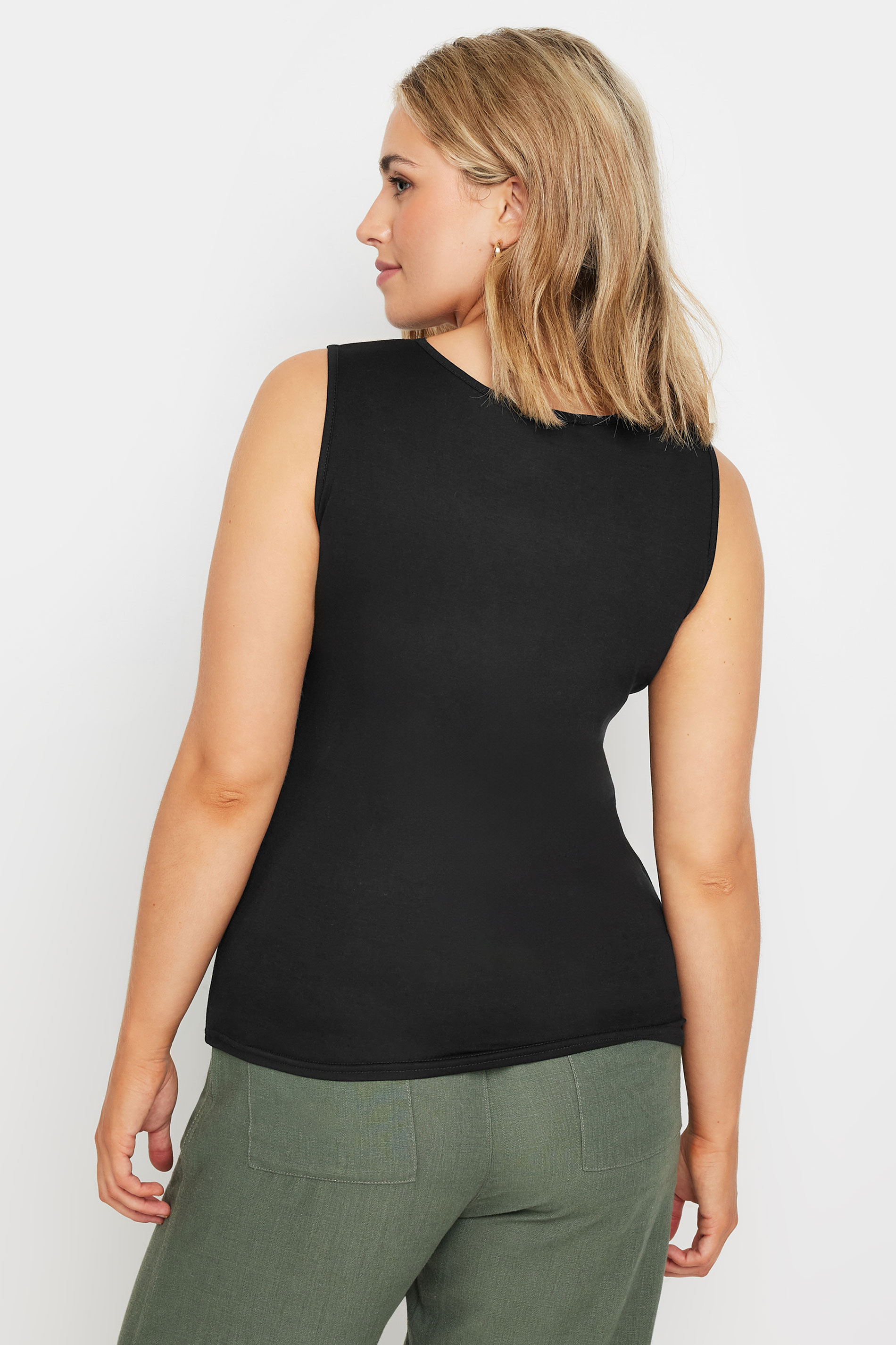 M&Co Black Sleeveless Lace Insert Vest Top | M&Co 2