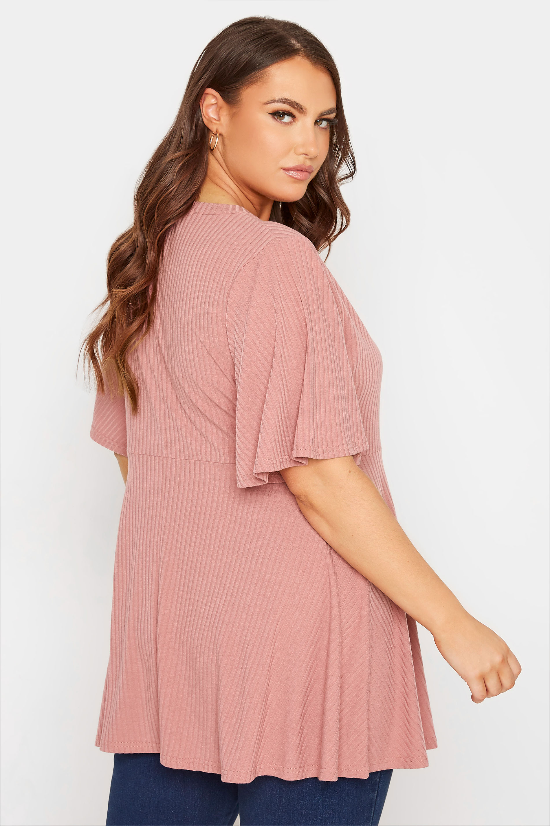LIMITED COLLECTION Plus Size Dusky Pink Keyhole Peplum Top  | Yours Clothing  3