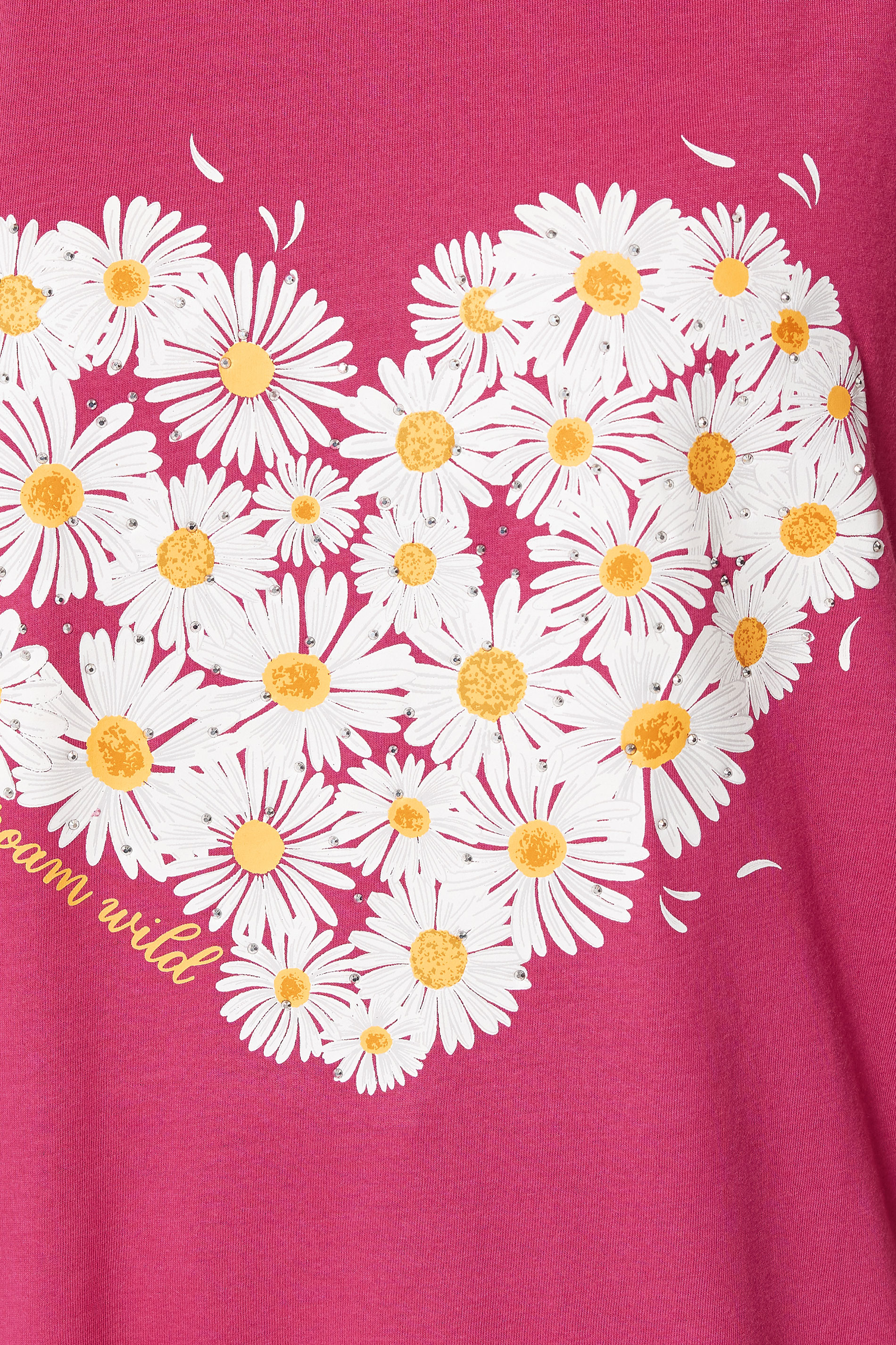 YOURS Plus Size Dark Pink Daisy Heart Print T-Shirt | Yours Clothing 4