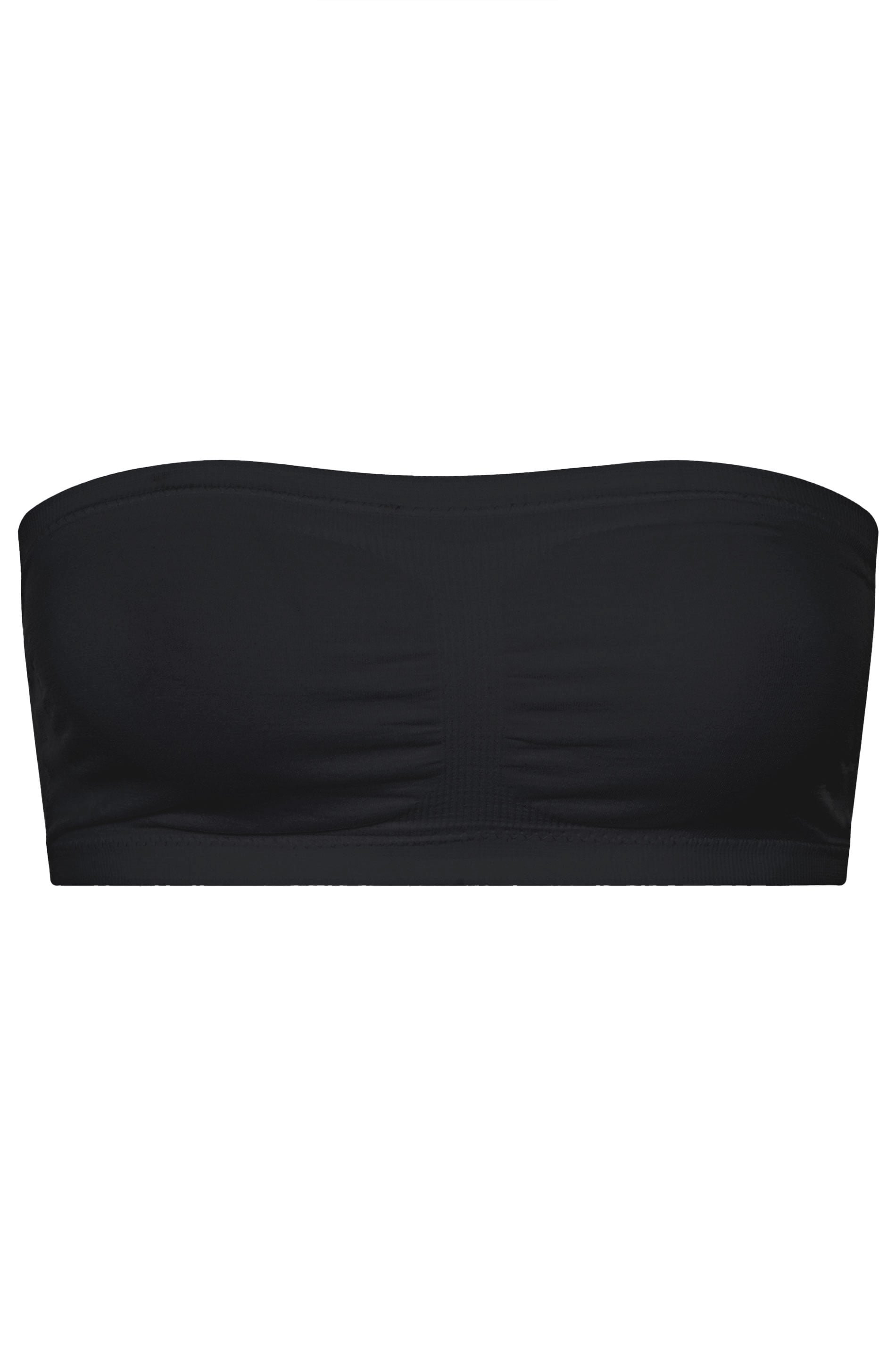 YOURS Plus Size Black Seamless Padded Non-Wired Bandeau Bra | Yours Clothing 2