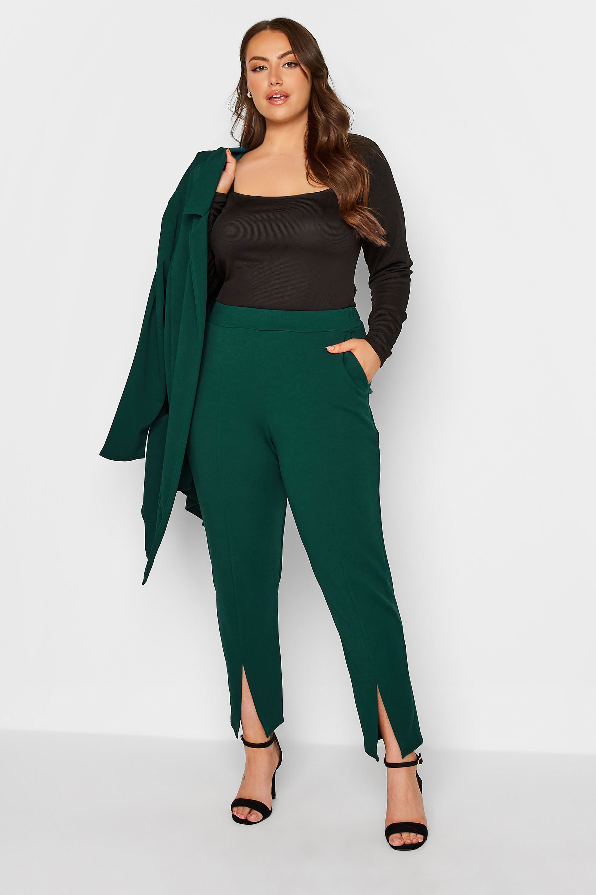 Brushed Cotton Pleated Trousers  Forest Green  The Anthology