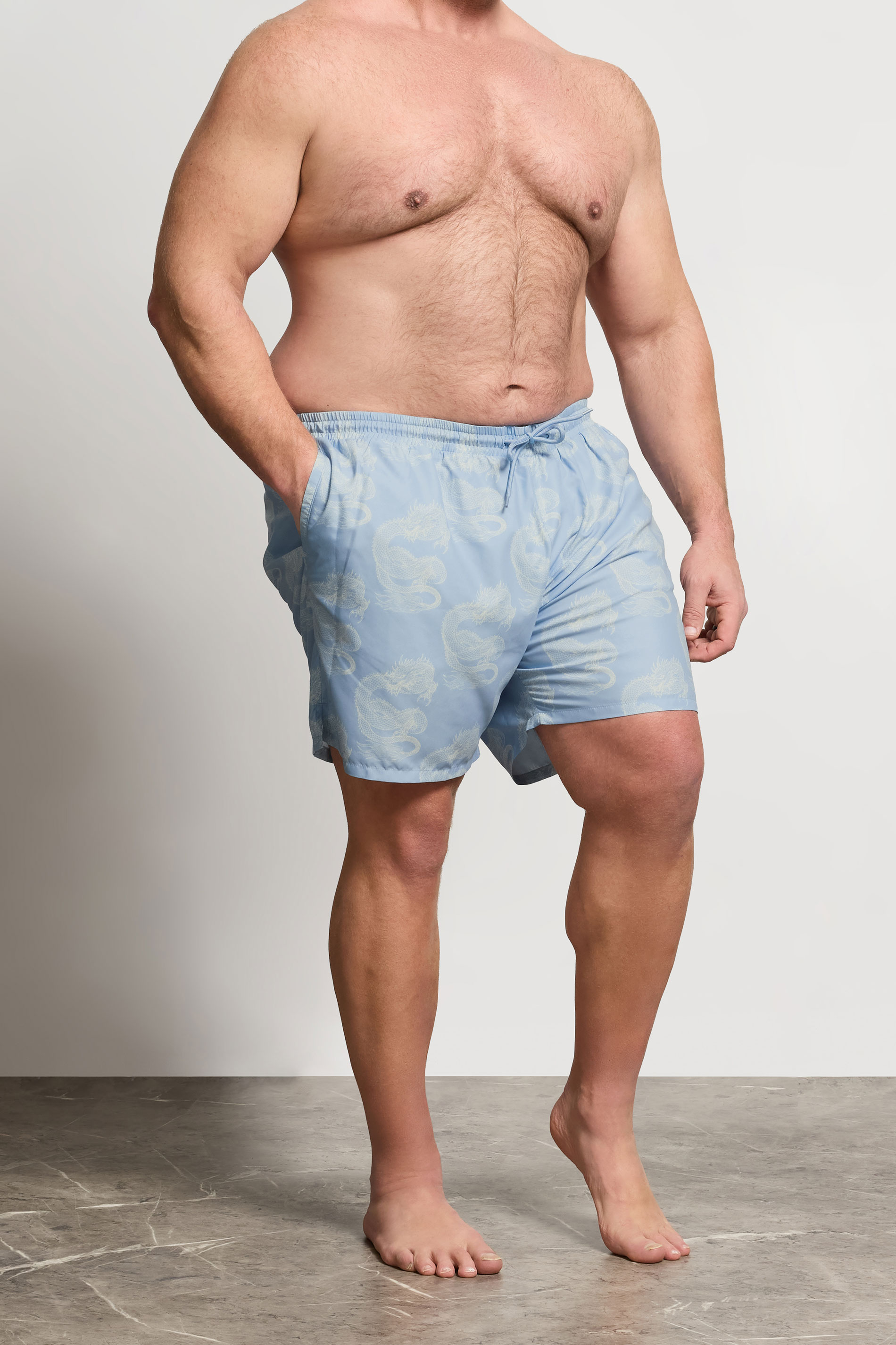 BadRhino Big & Tall Blue Dragon Print Swim Shorts 3