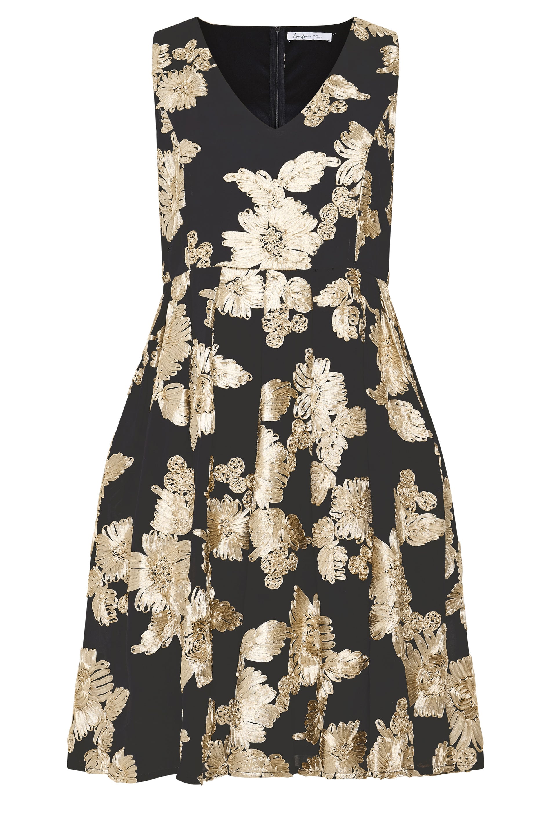 YOURS LONDON Plus Size Black Flower Applique Mini Dress | Yours Clothing 5