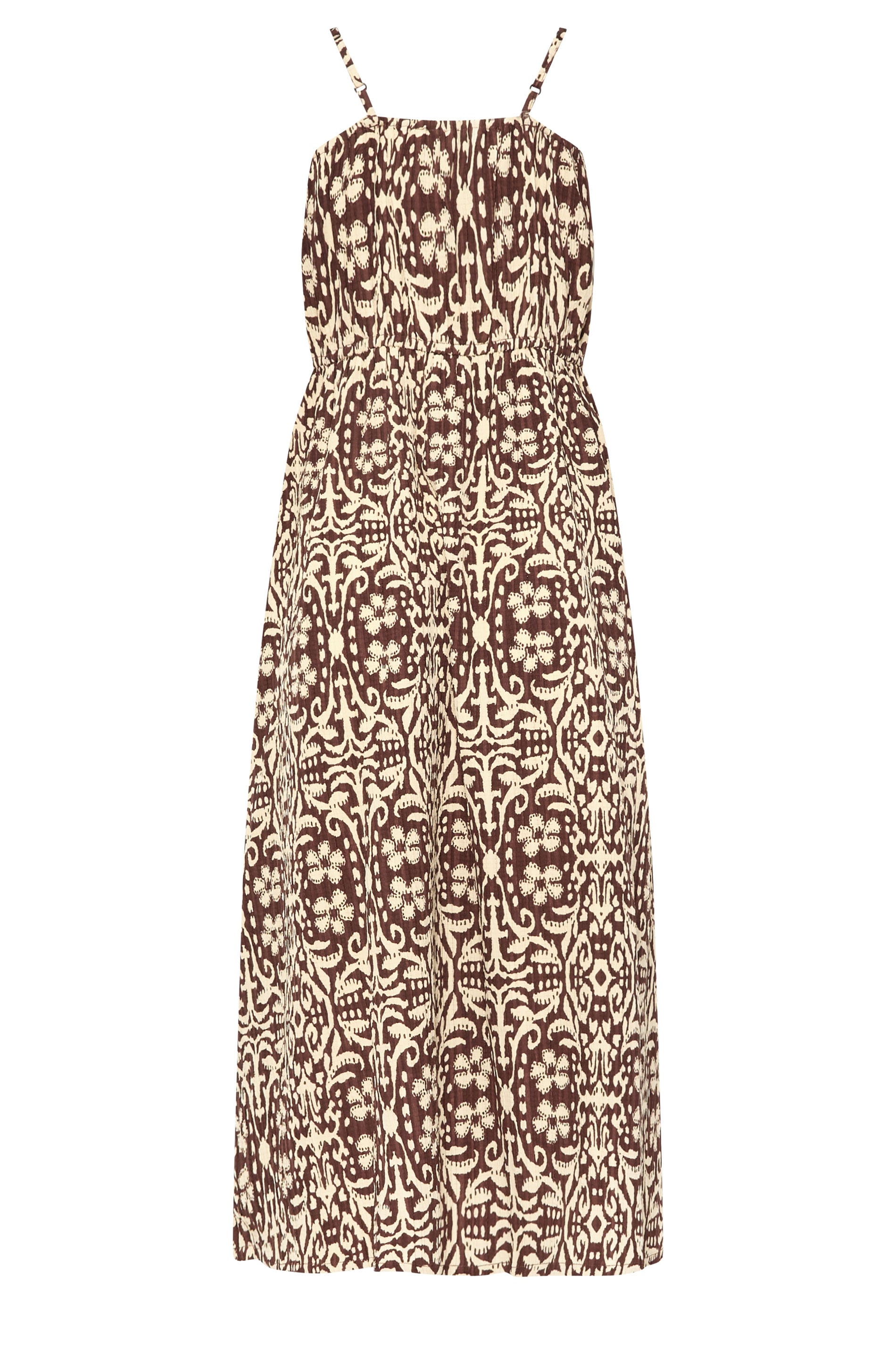 PixieGirl Petite Women's Brown Tile Print Midi Dress | PixieGirl  2