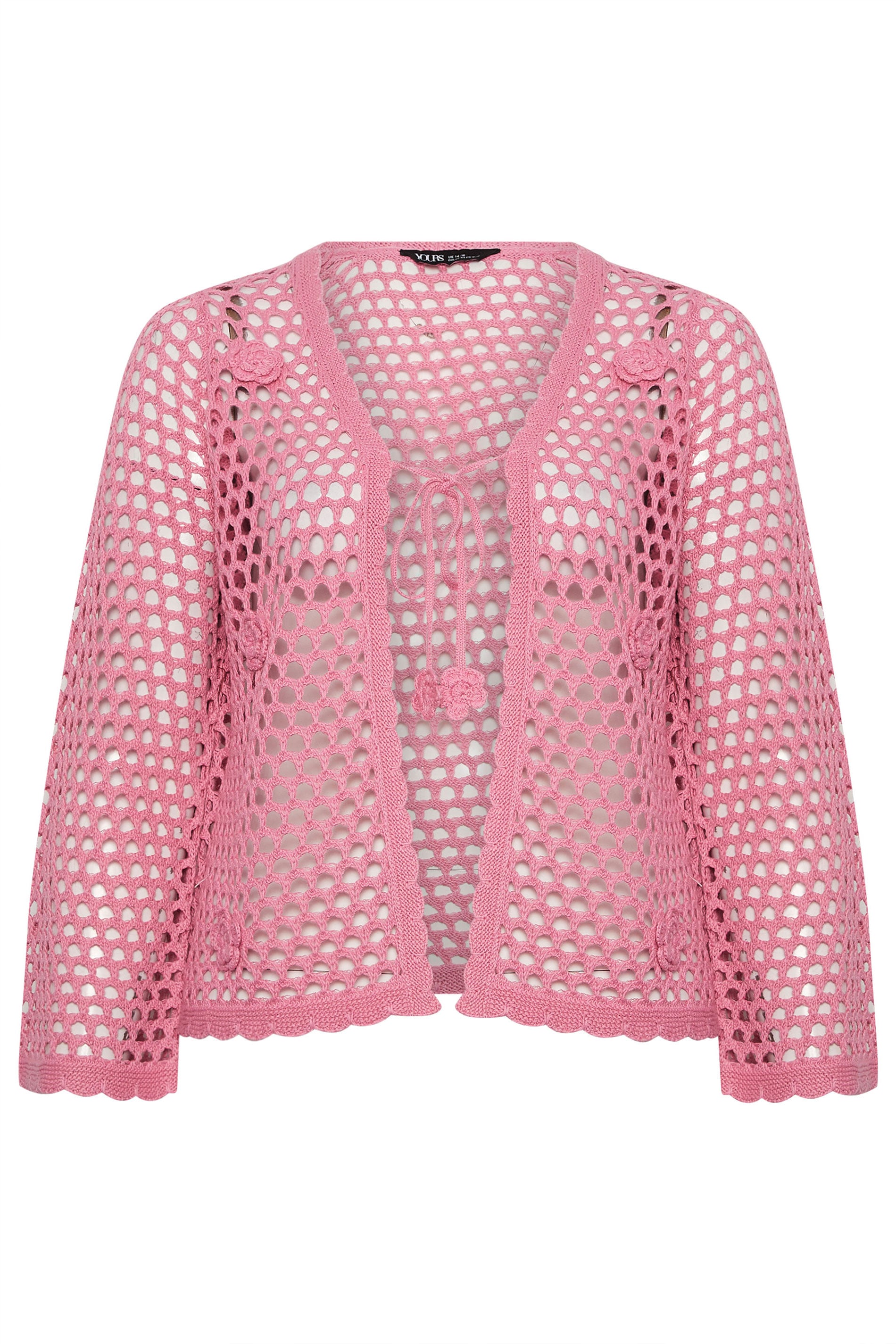 YOURS Plus Size Pink Flower Applique Cardigan | Yours Clothing 5