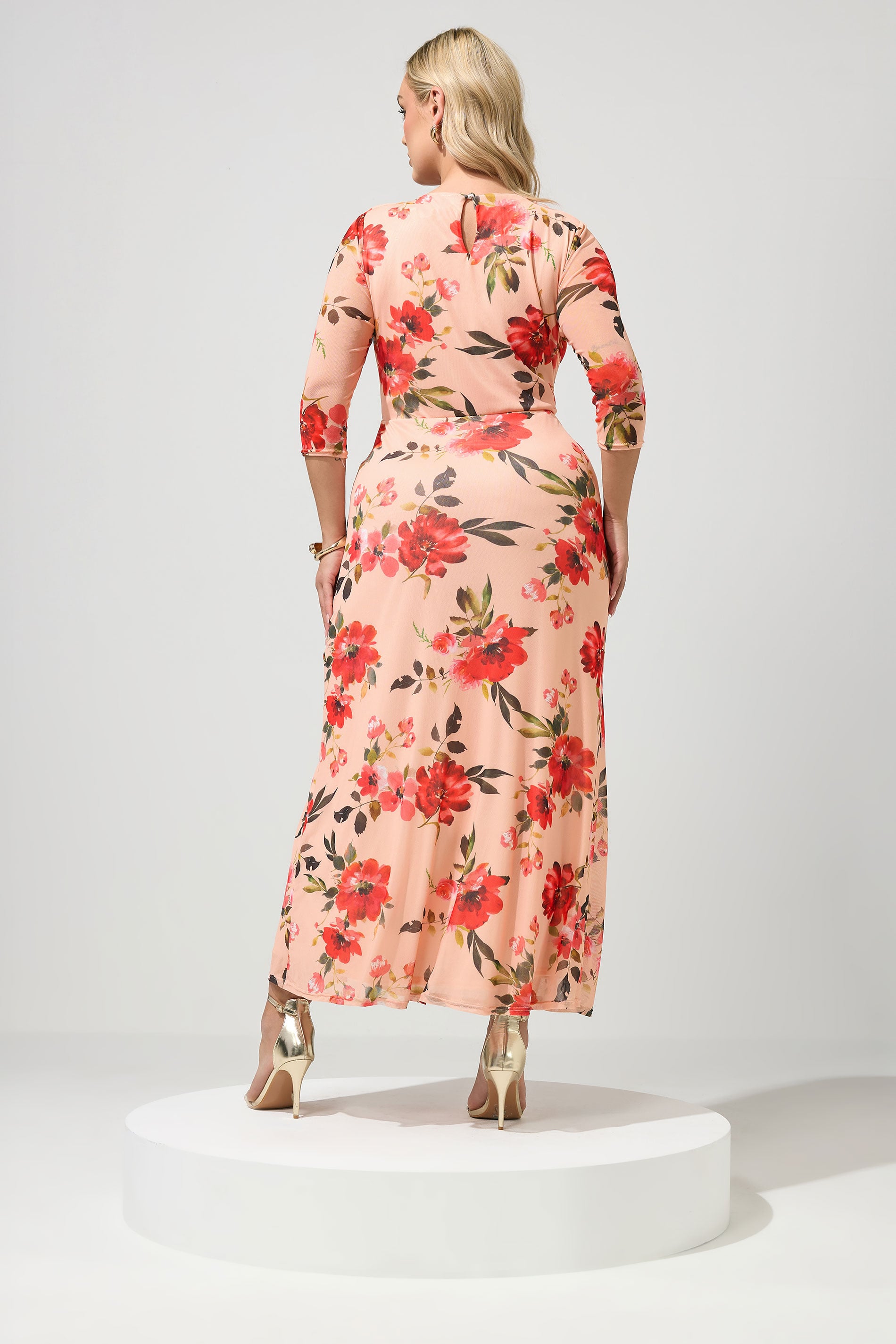 YOURS LONDON Plus Size Orange Floral Keyhole Detail Maxi Dress | Yours Clothing 2