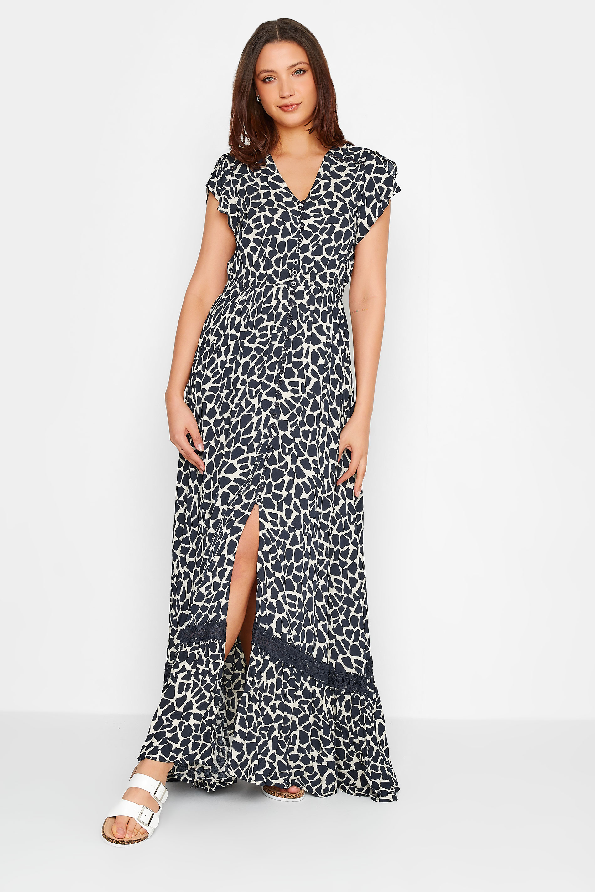 LTS Tall Women's Navy Blue Animal Print Maxi Dress | Long Tall Sally  1