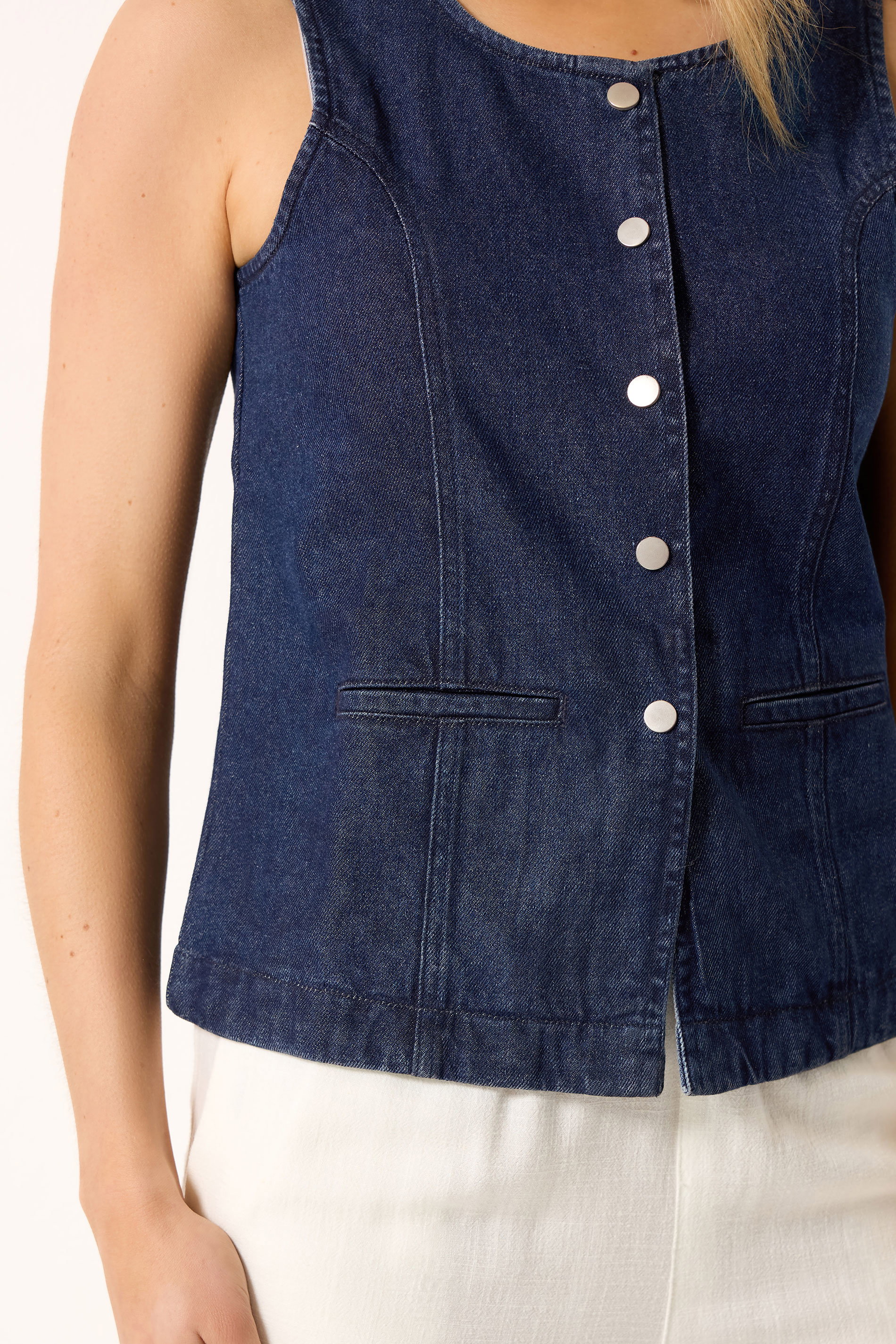 LTS Tall Women's Indigo Blue Denim Waistcoat | Long Tall Sally 4