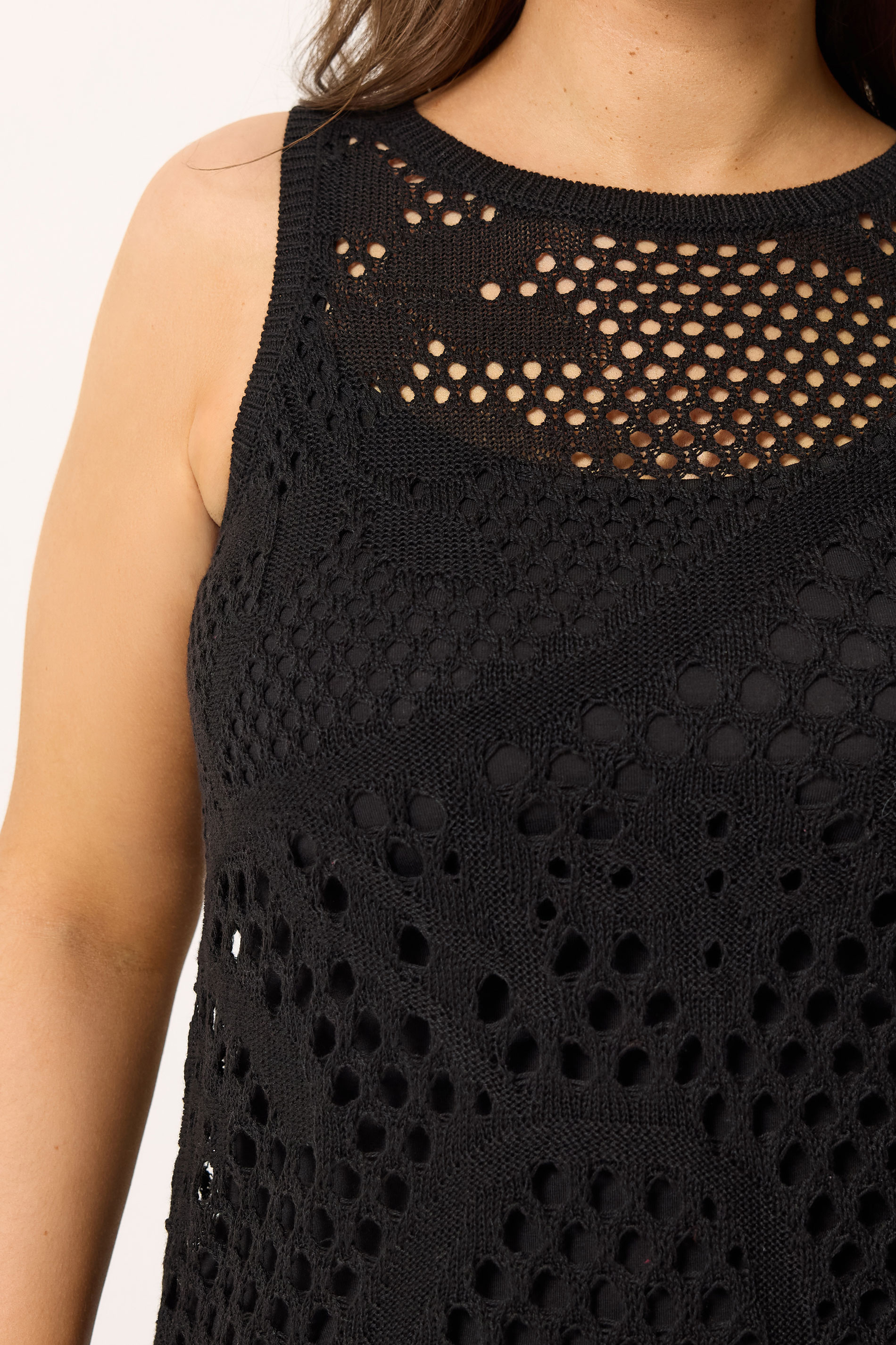 YOURS Plus Size Black Knitted Stitch Detail Vest Top | Yours Clothing 4