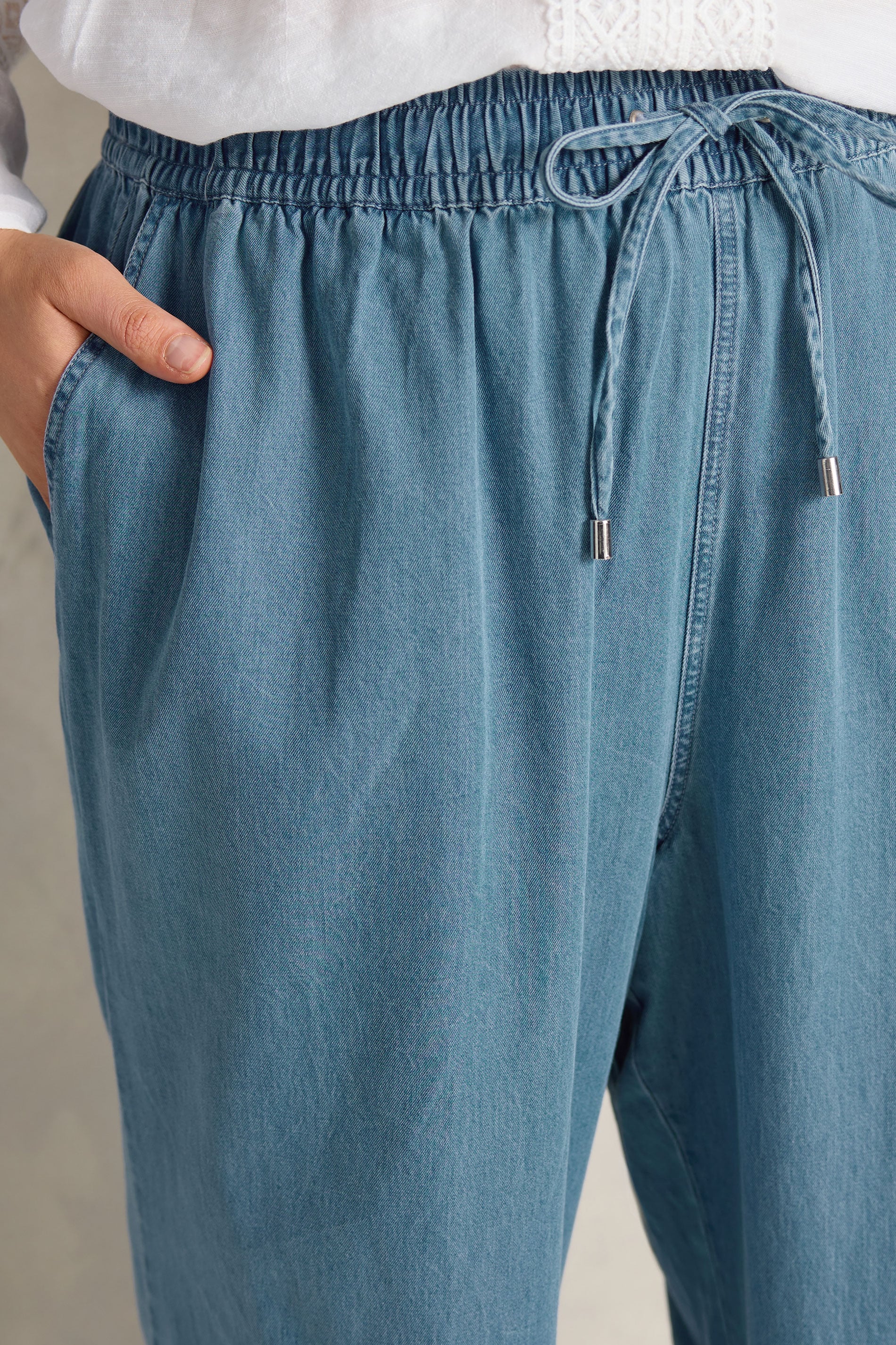 EVANS Plus Size Midwash Blue Wide Leg Denim Trousers | Evans 5