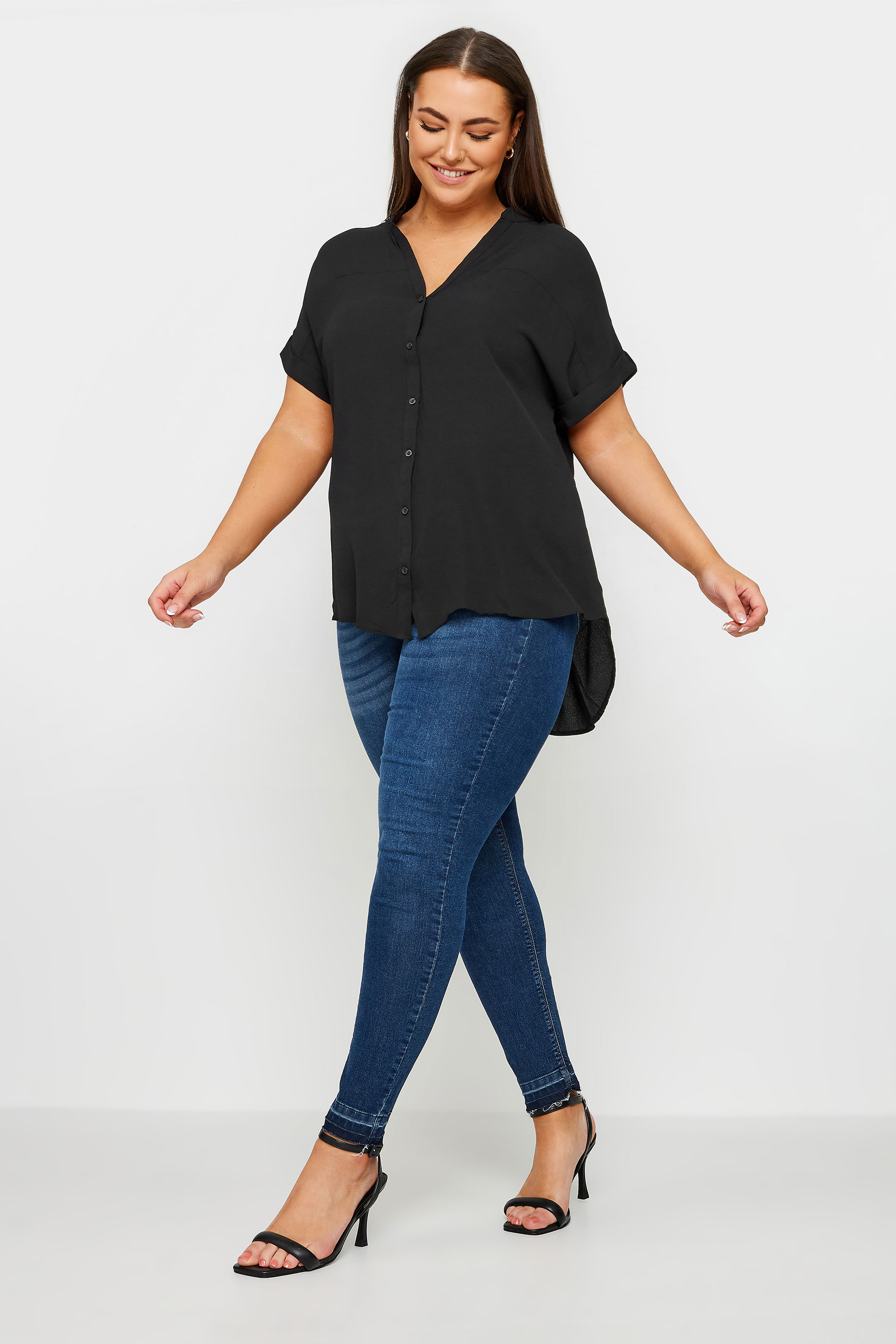 YOURS Plus Size Black Button Through Shirt | Yours Clothing 2