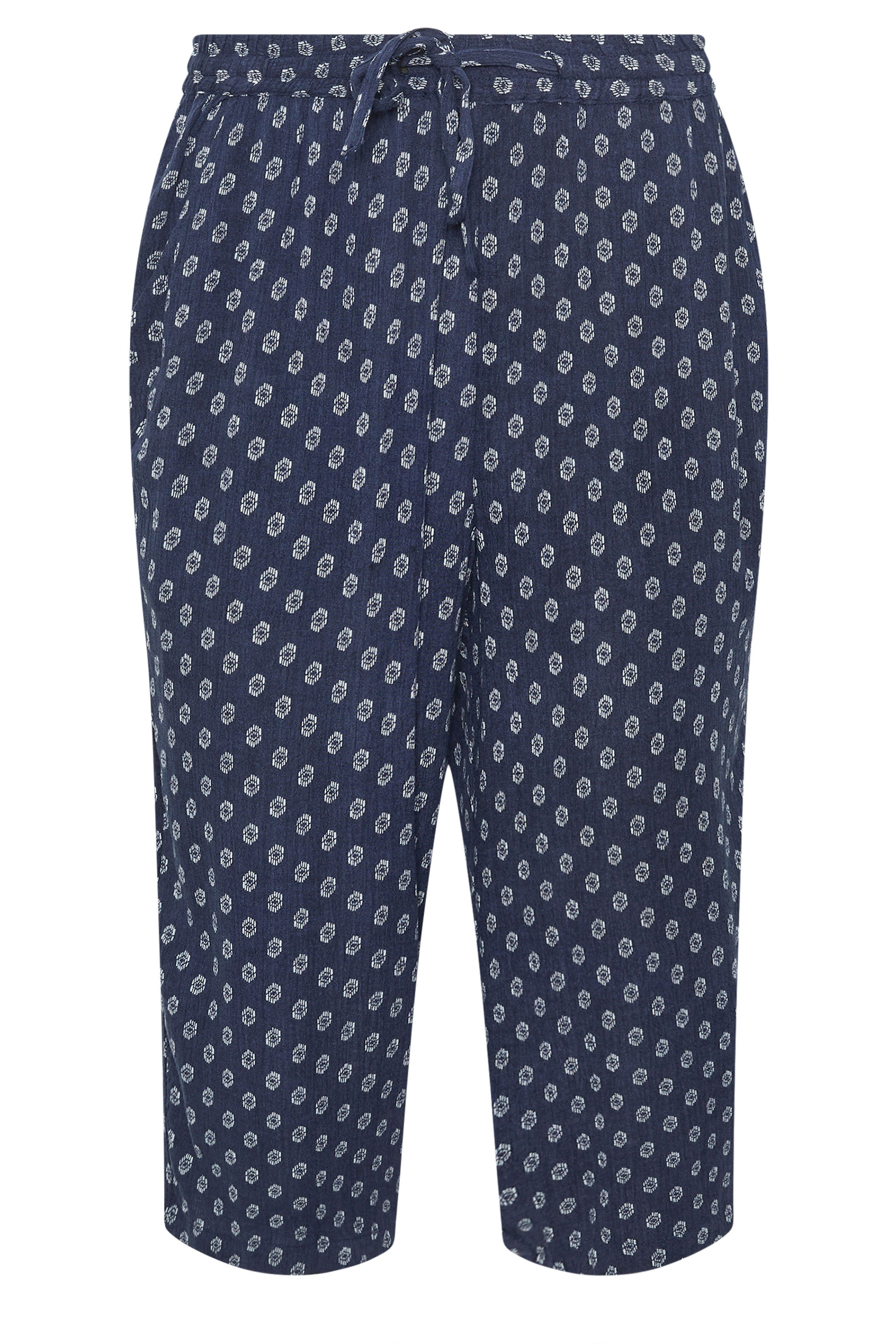 M&Co Petite Navy Blue Cropped Dobby Trousers | M&Co 5