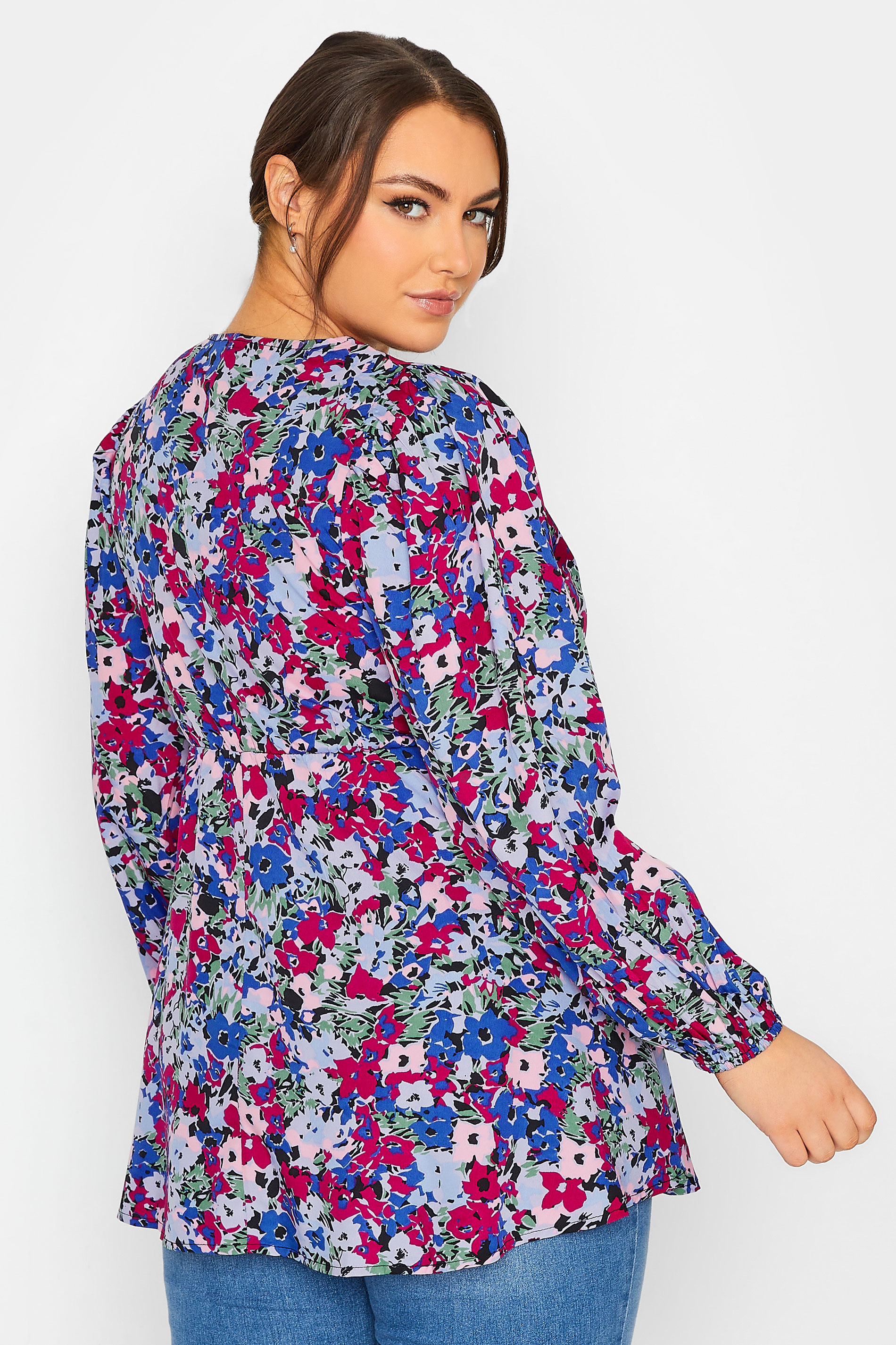 LIMITED COLLECTION Plus Size Blue & Pink Floral Lace Blouse | Yours Clothing 3