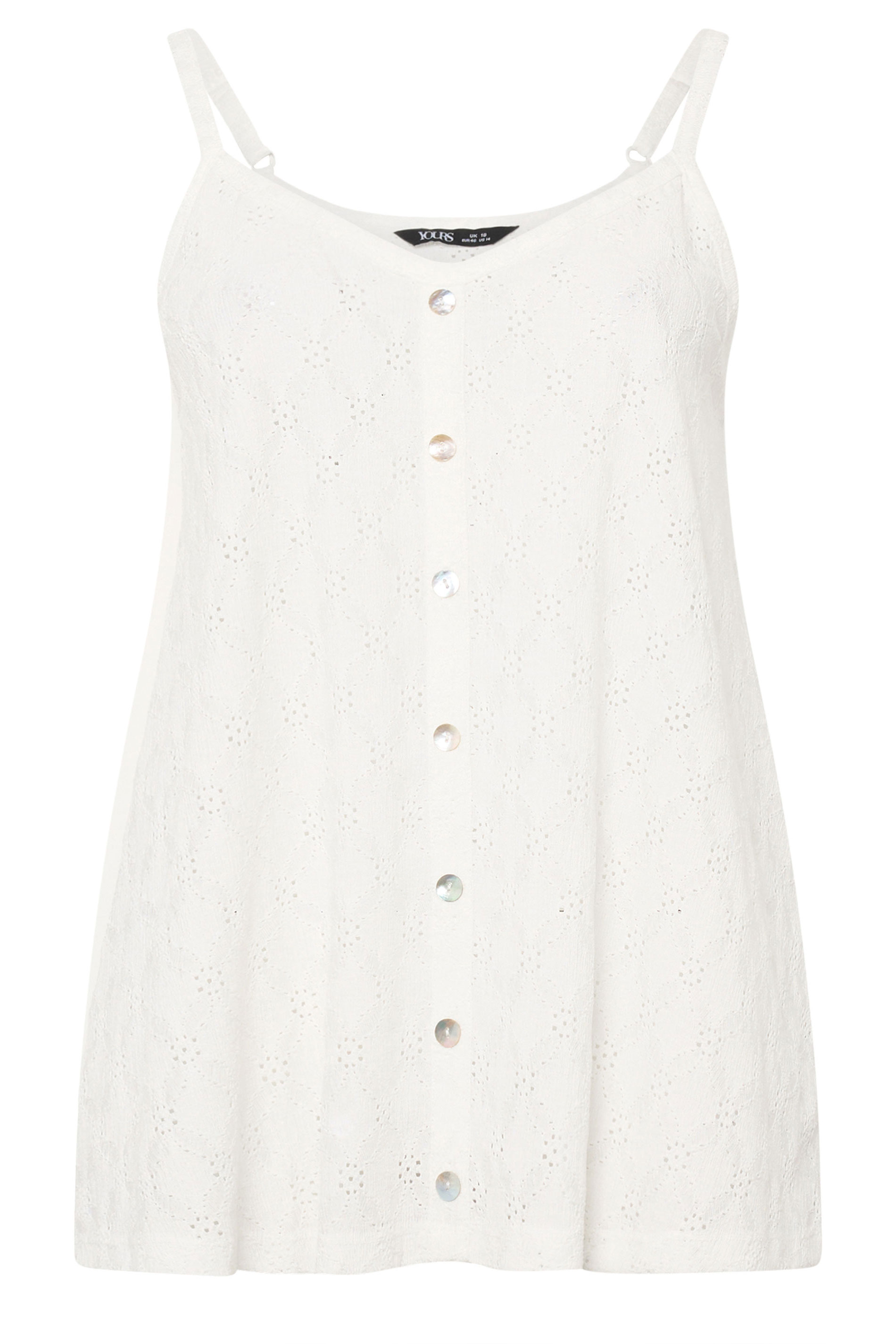 YOURS Plus Size White Broderie Anglaise Vest Top | Yours Clothing 5