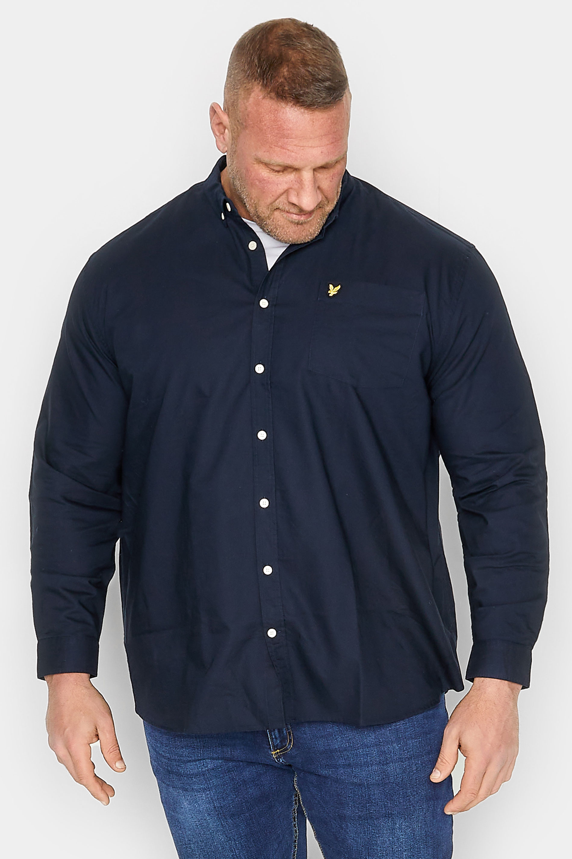 LYLE & SCOTT Big & Tall Navy Blue Oxford Shirt | BadRhino 1
