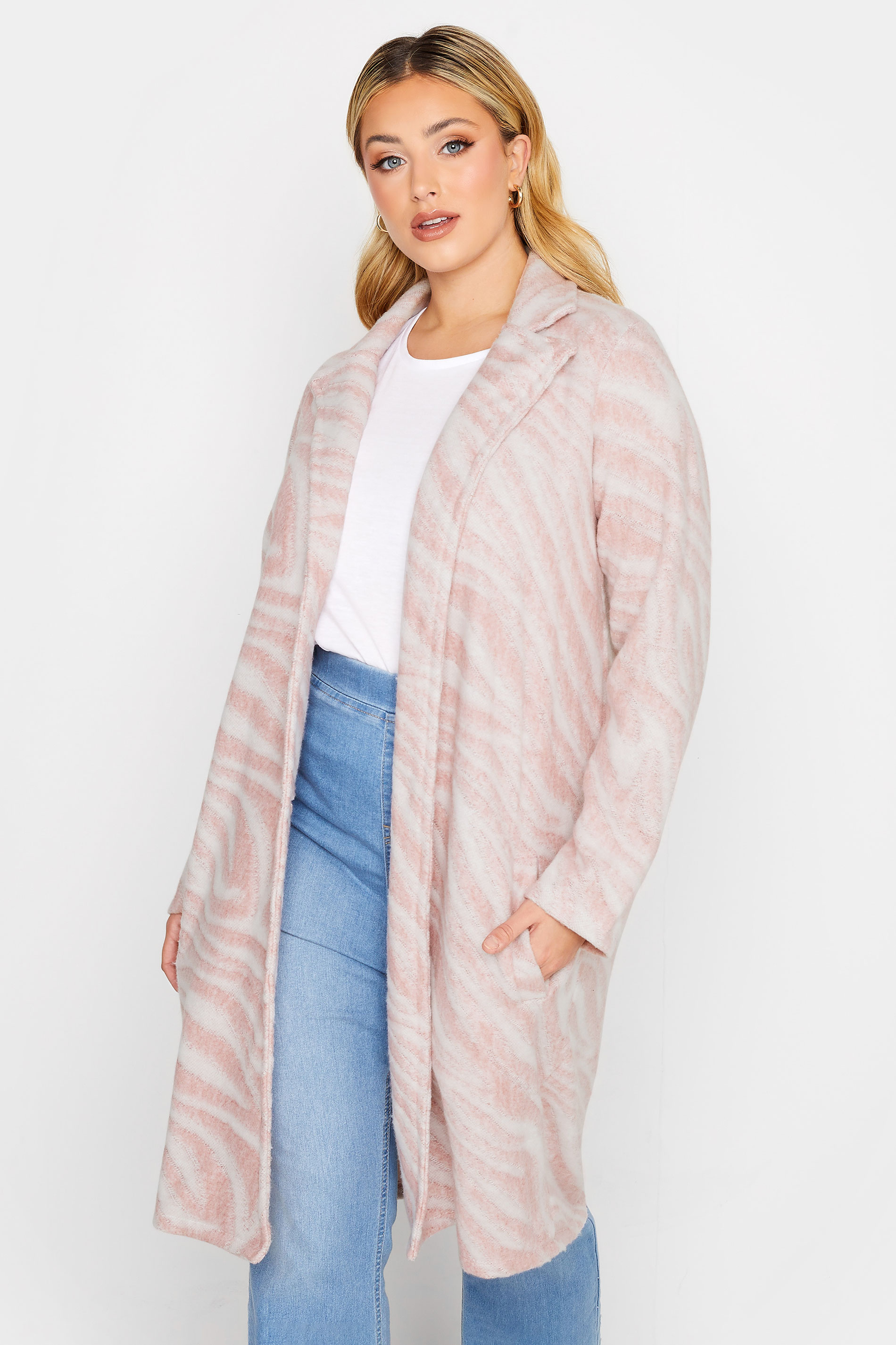 YOURS LUXURY Plus Size Pink Animal Print Faux Fur Jacket | Yours Clothing 1