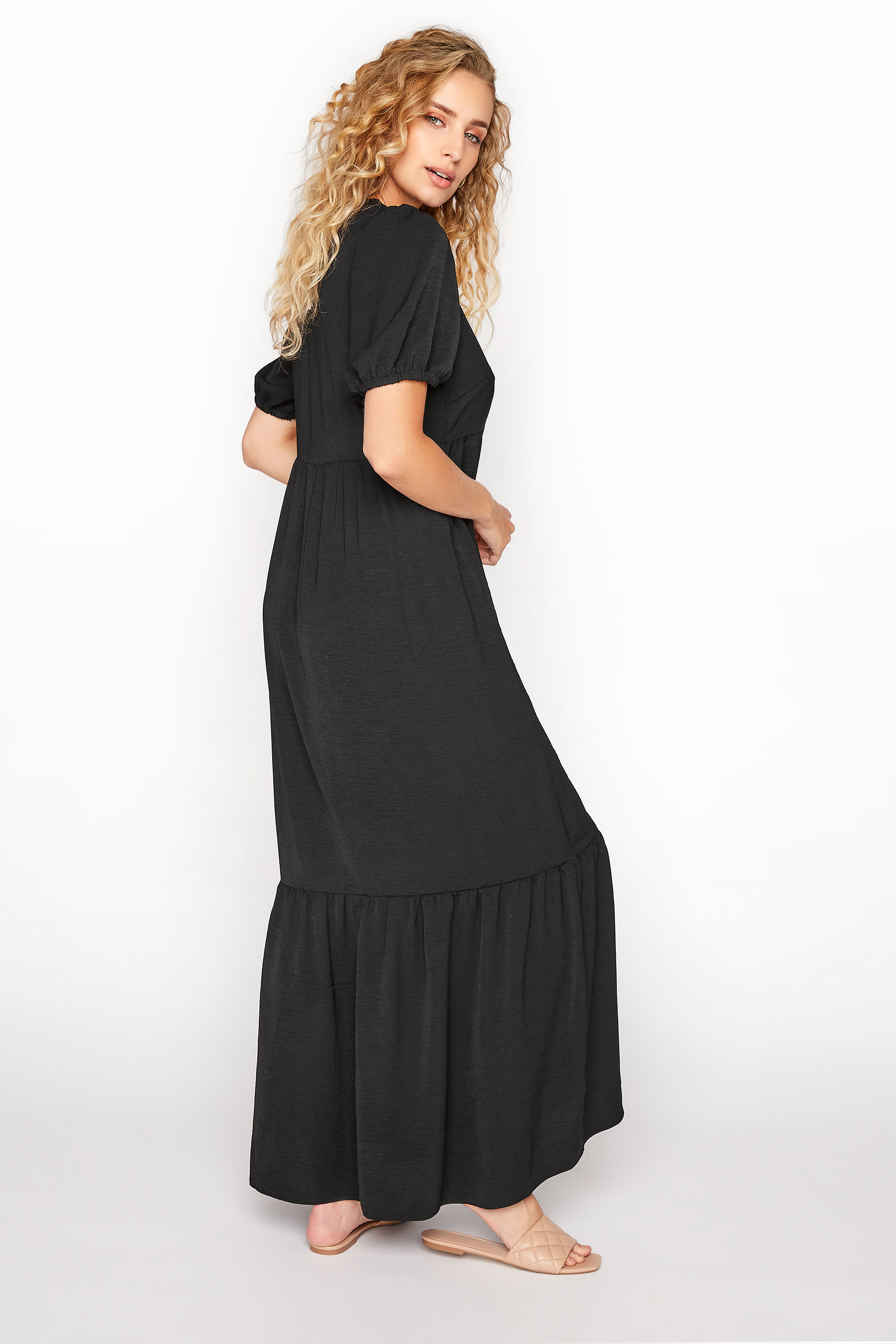 LTS Black Tiered Smock Midaxi Dress | Long Tall Sally
