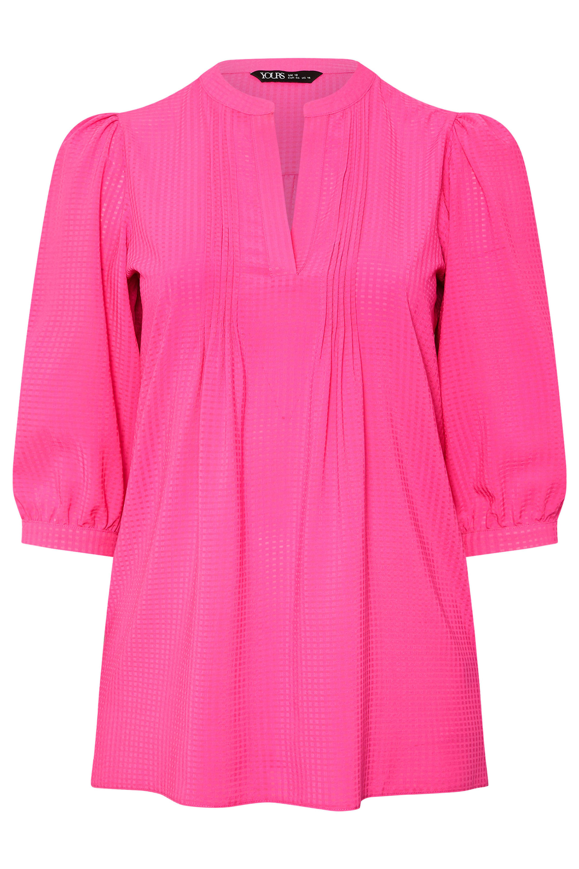 YOURS Plus Size Pink Woven Check Pintuck Blouse | Yours Clothing 5