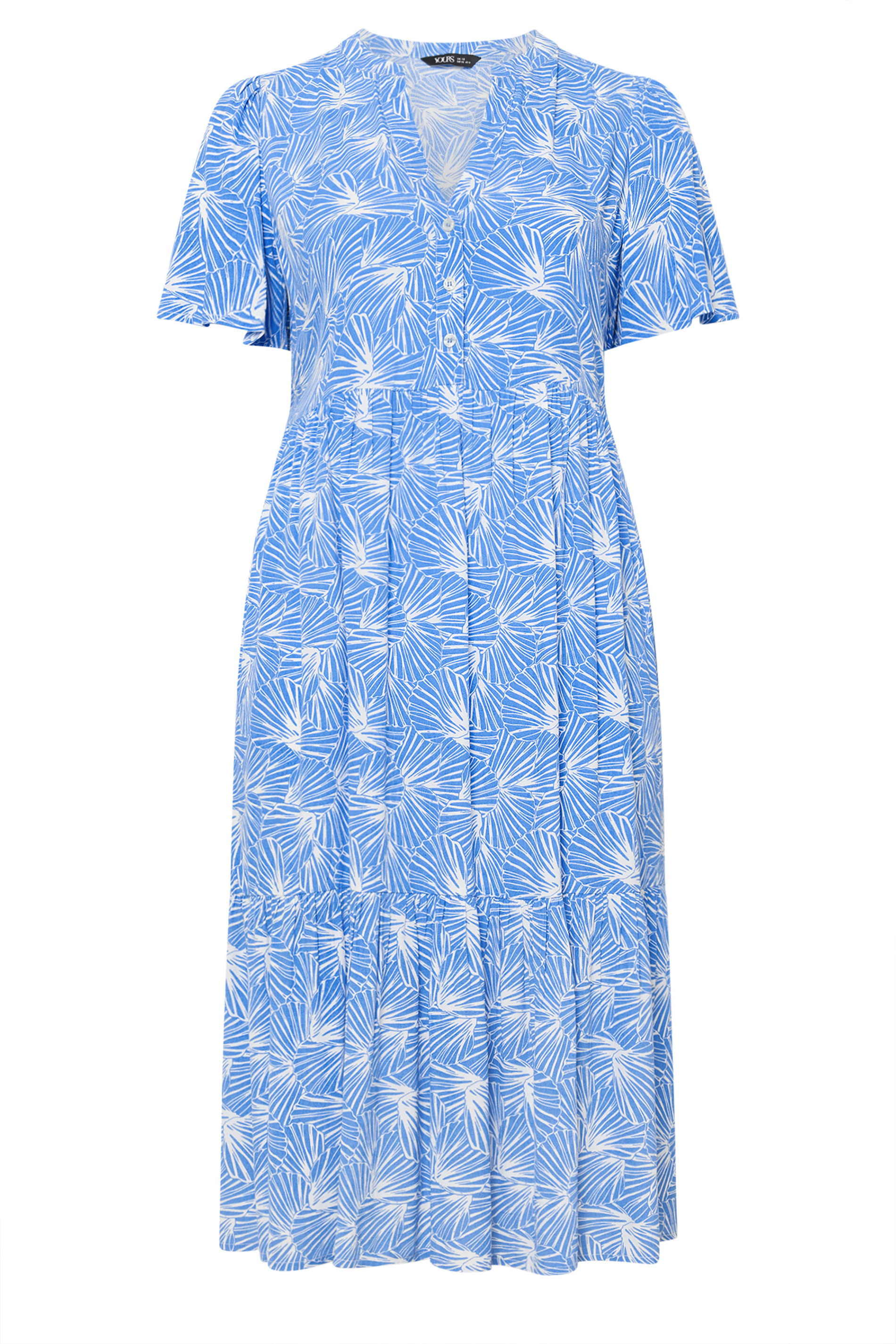YOURS Plus Size Blue Shell Print Tiered Dress | Yours Clothing 5