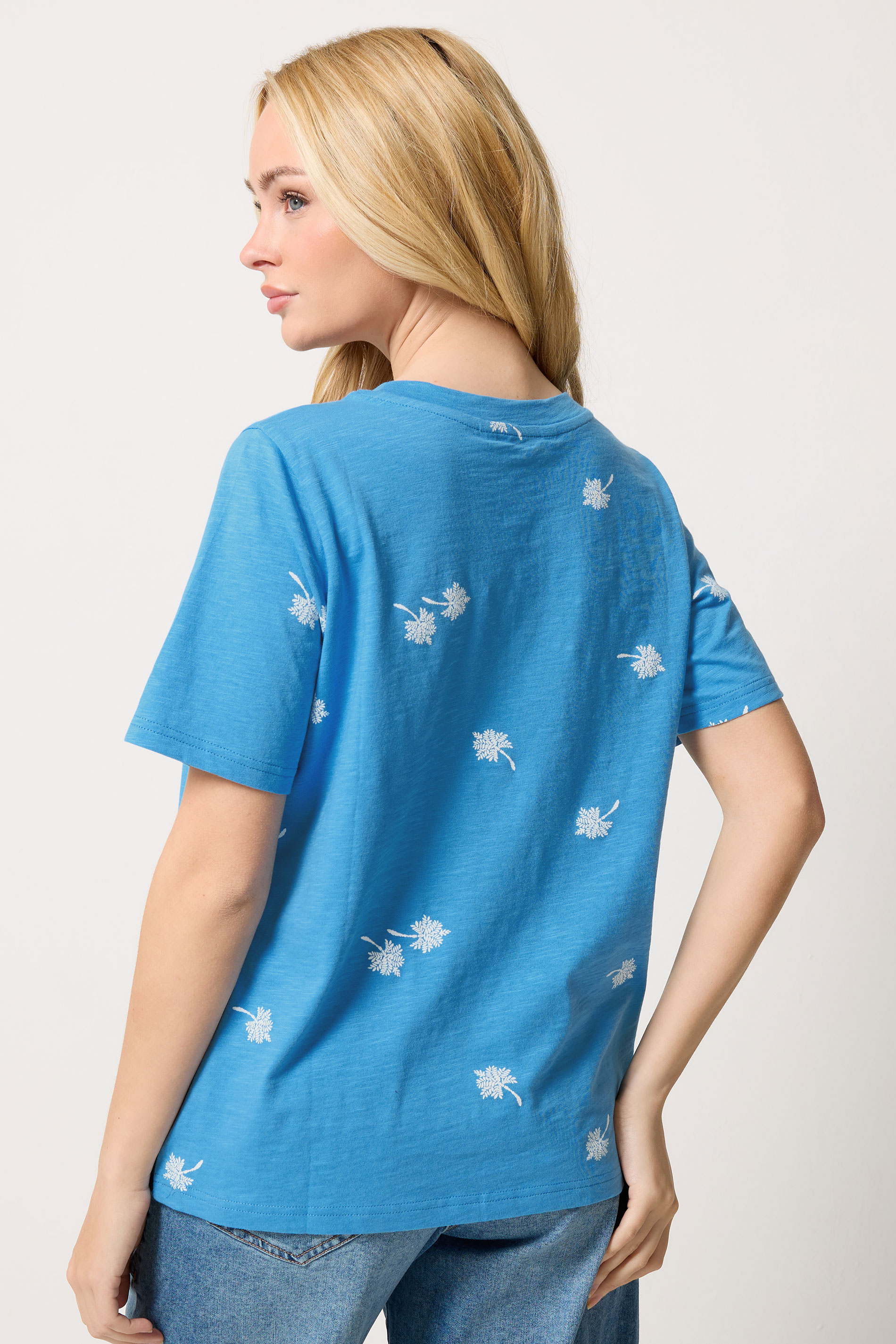 M&Co Blue Dandelion Print Cotton T-Shirt | M&Co 2