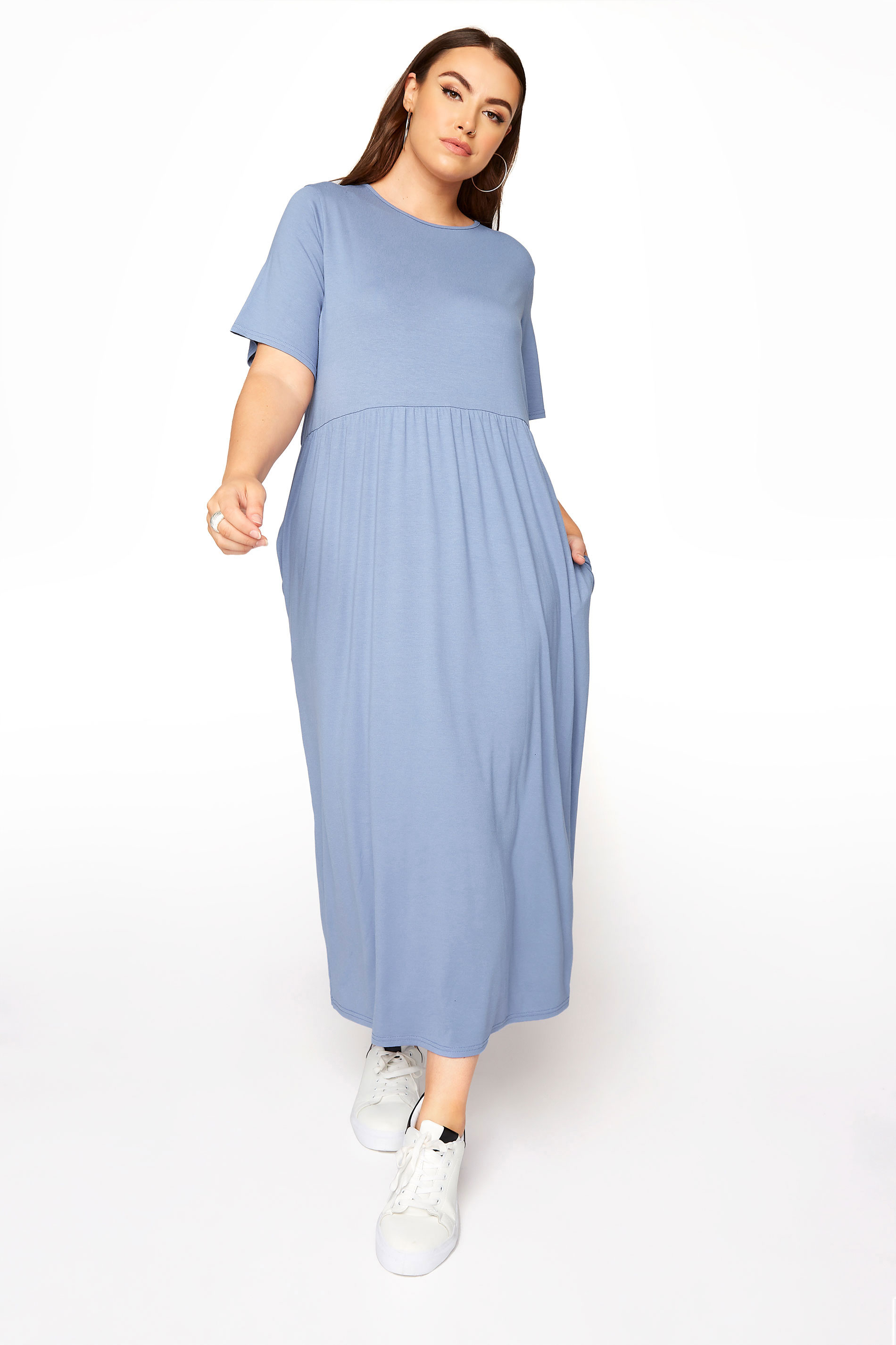 LIMITED COLLECTION Denim Blue Throw On Maxi Dress | Yours Clothing