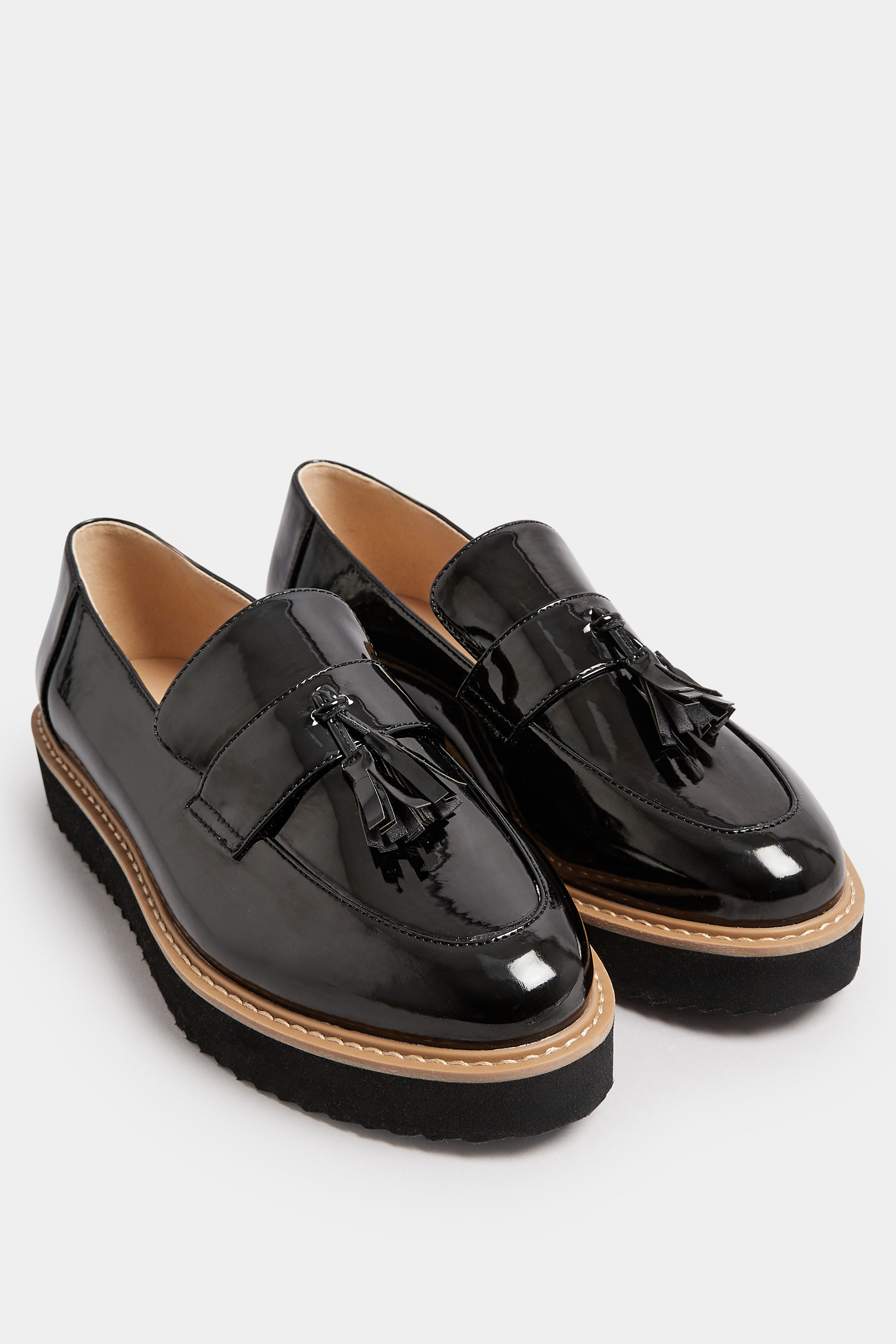 Black Patent Tassel Loafers In Extra Wide EEE Fit | Yours Clothing 2