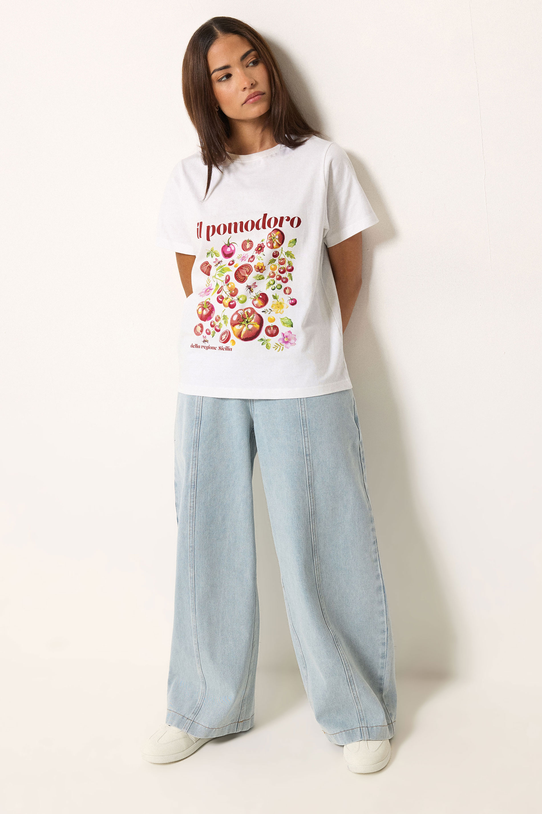 PixieGirl Petite Women's White Tomato Cotton Graphic T-Shirt | PixieGirl 2