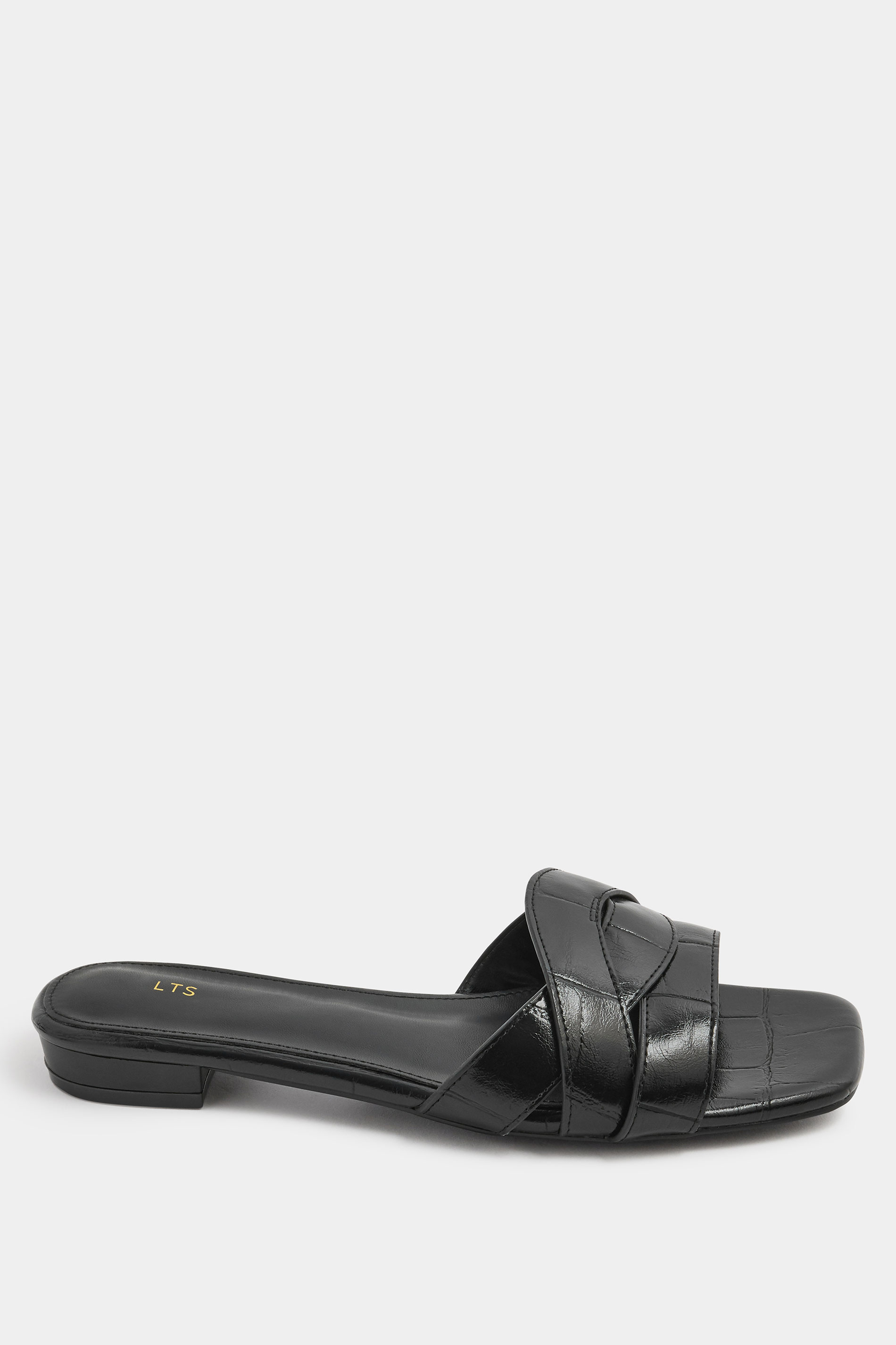 LTS Black Twisted Block Mule Sandals In Standard Fit | Long Tall Sally 2