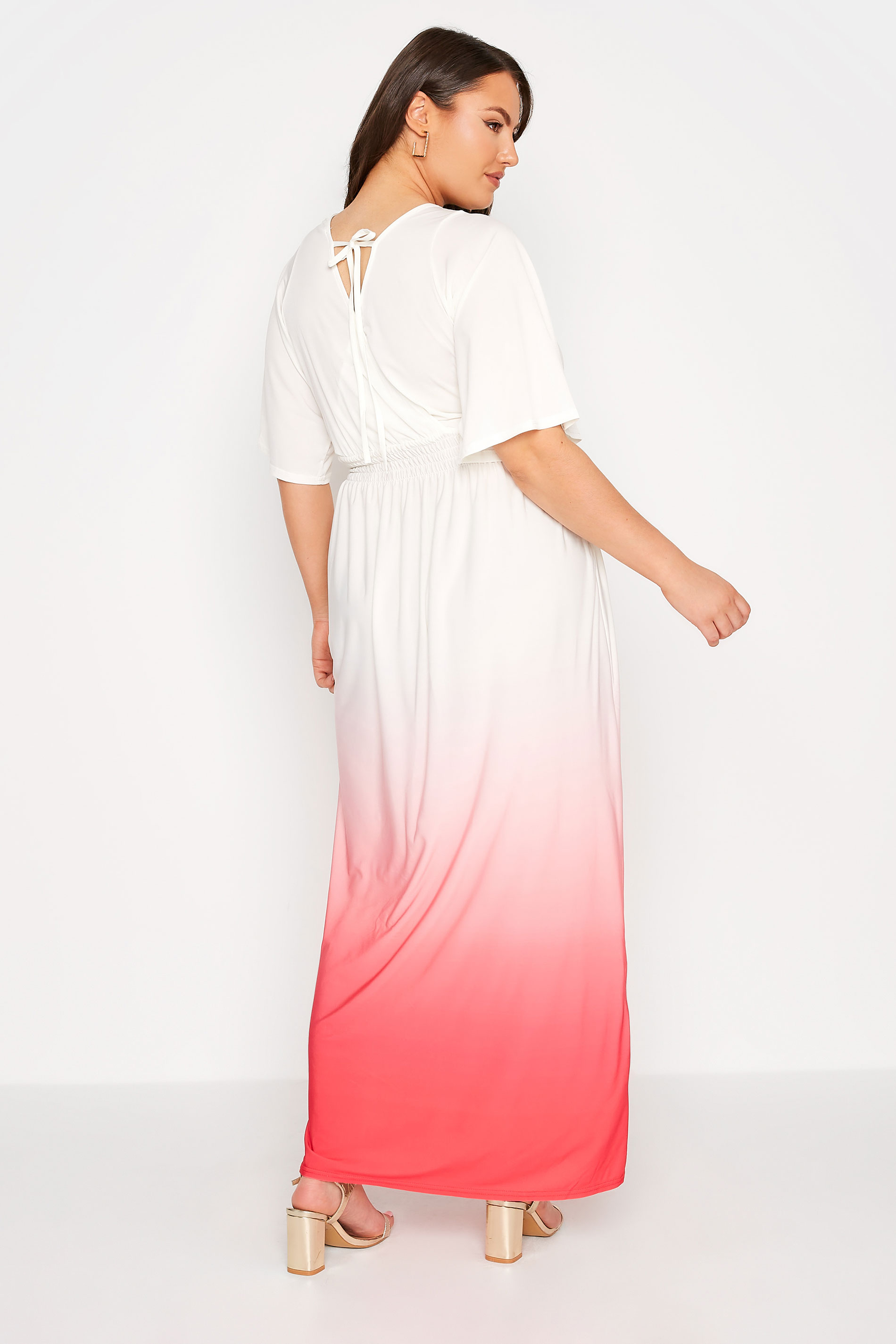 Robes Grande Taille Grande taille  Robes Longues | YOURS LONDON - Robe Blanche Maxi Ombré Rose - FE73842