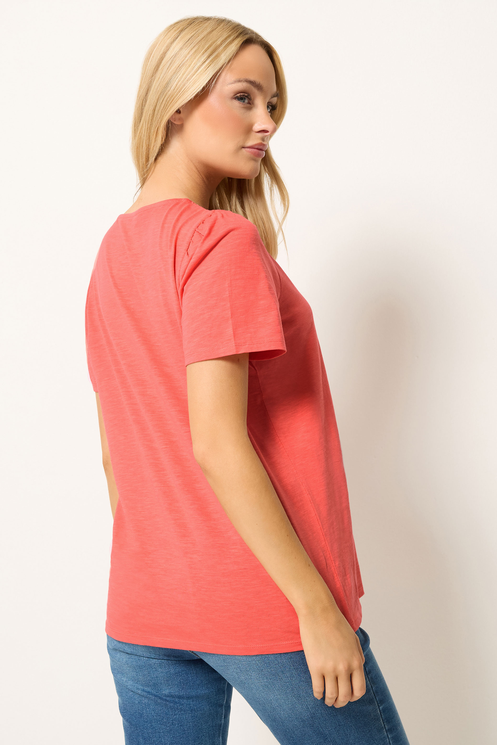 M&Co Coral Short Sleeve Frill Cotton Blouse | M&Co 2