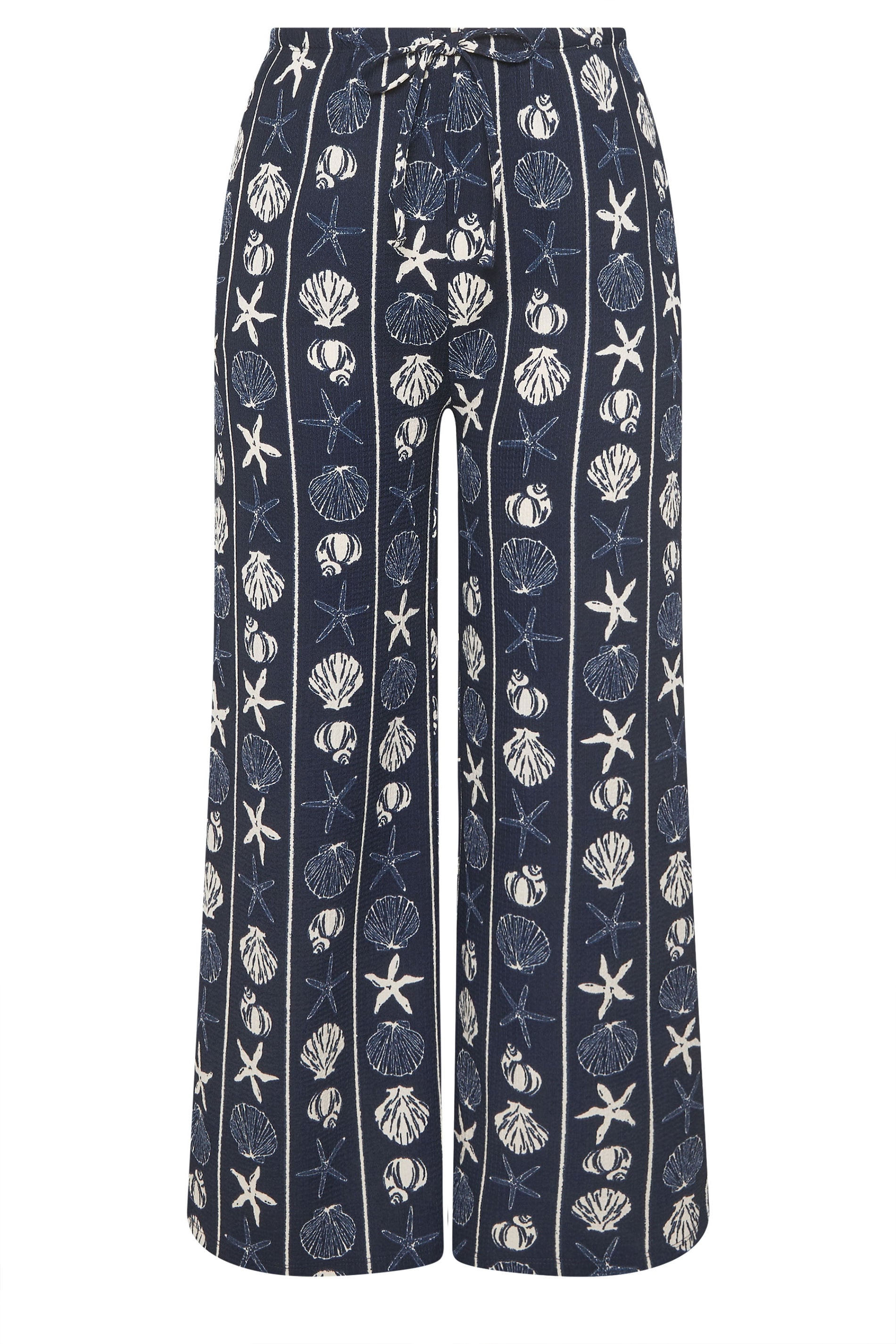 YOURS Plus Size Seashell Print Crinkle Wide Leg Trousers | Yours Clothing 5