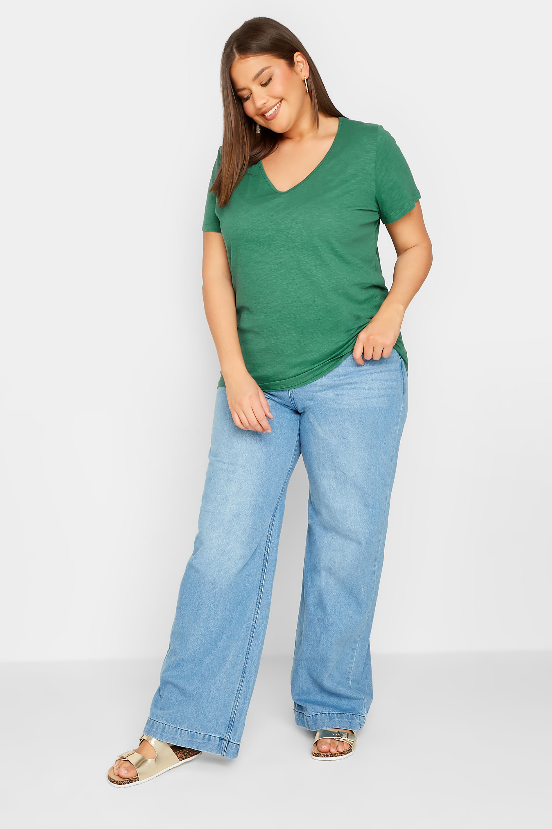 LTS Tall Women's Green Short Sleeve Cotton T-Shirt | Long Tall Sally  2
