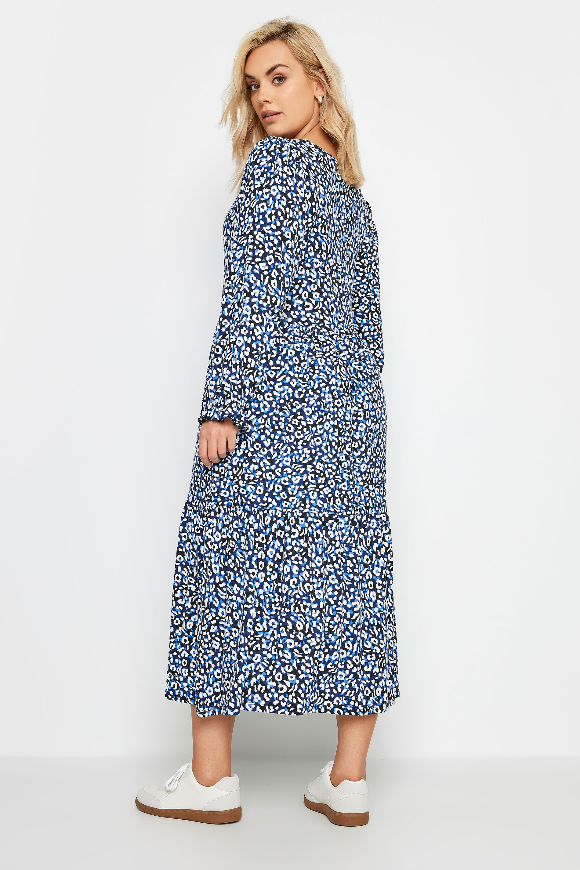 YOURS Plus Size Blue Leopard Print Midaxi Dress | Yours Clothing 3