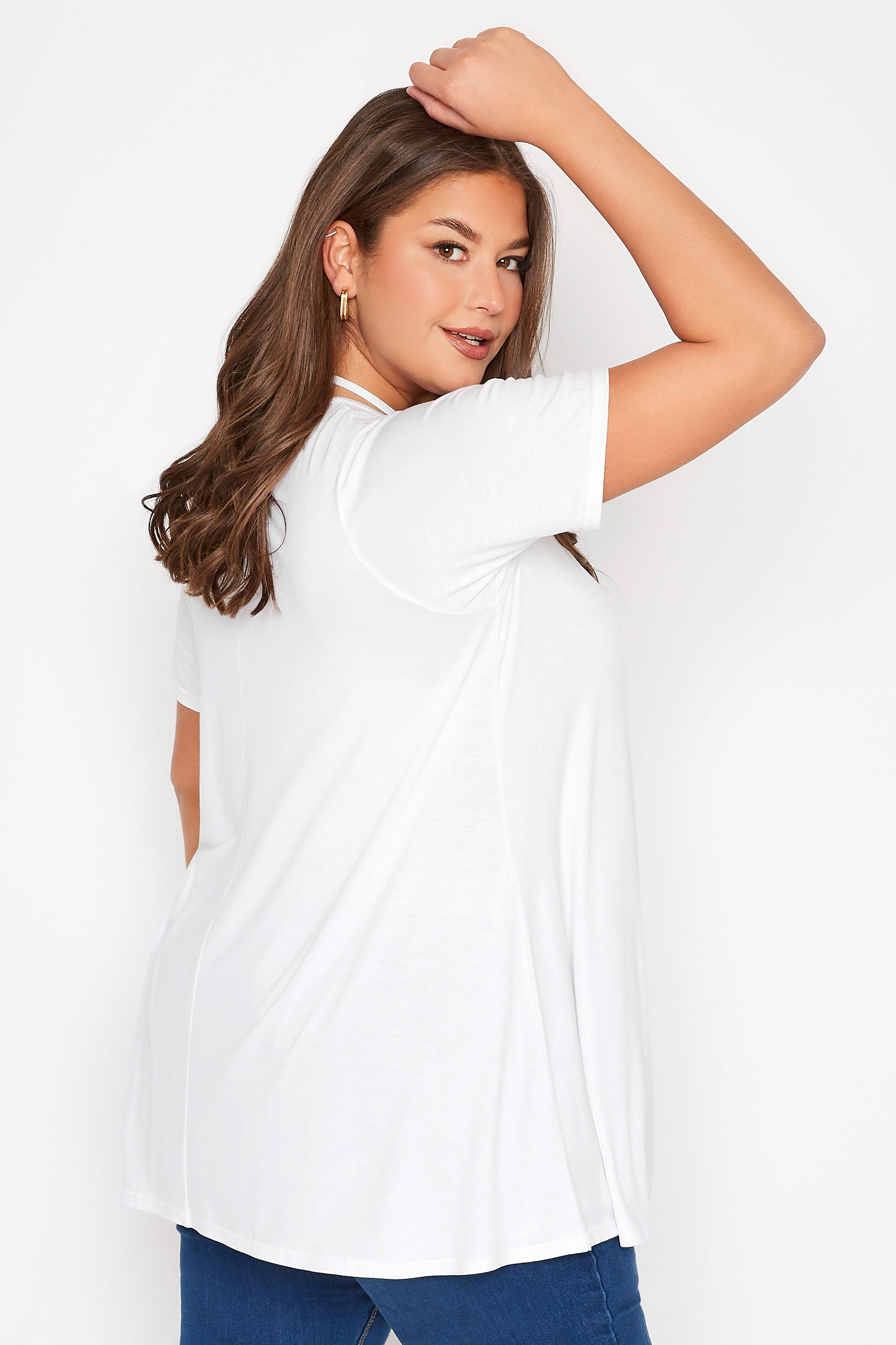 Plus Size White Ring Detail Swing Top | Yours Clothing 3