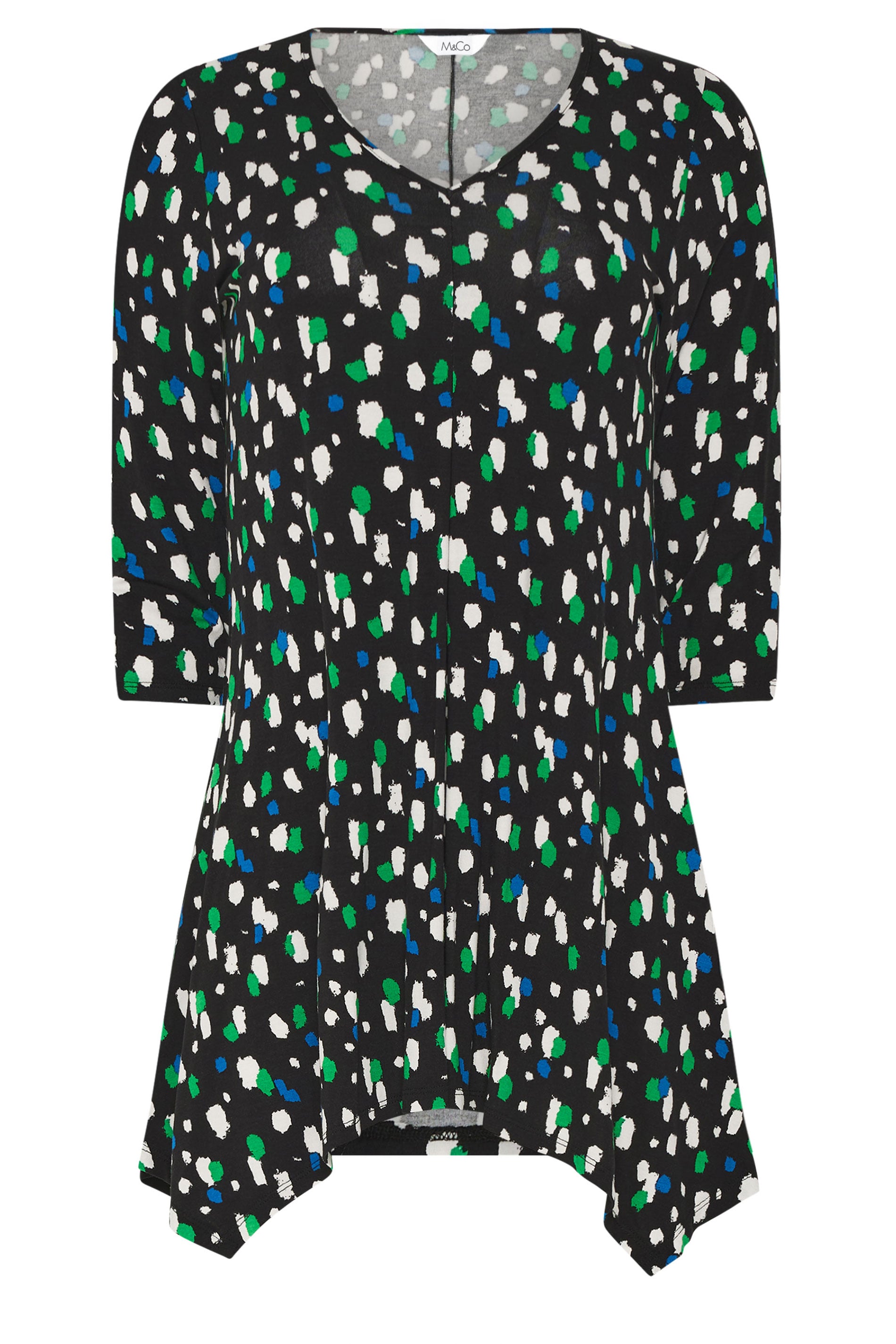 M&Co Black Spot Print Hanky Hem Top | M&Co 5