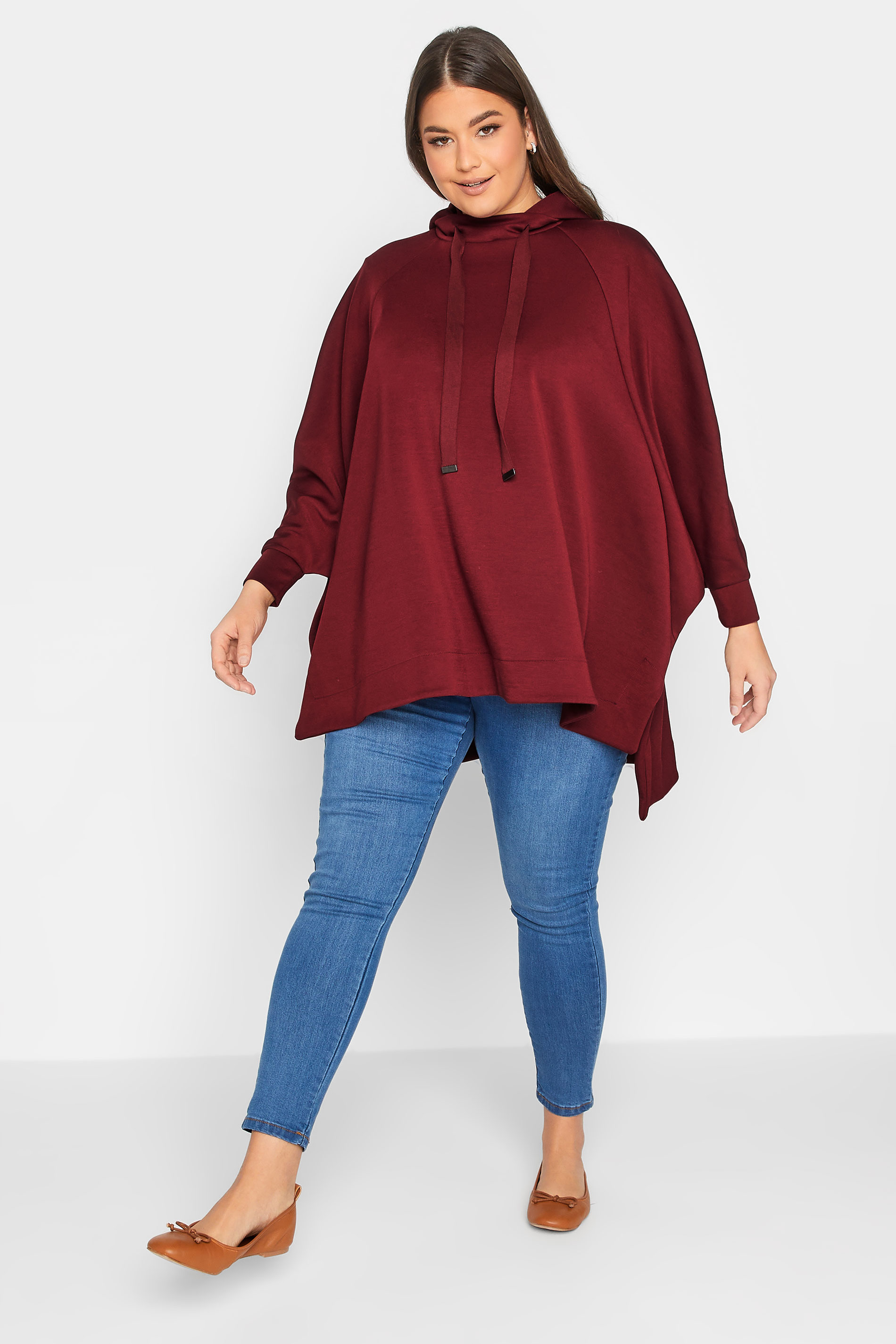 YOURS LUXURY Plus Size Red Tie Detail Oversized Hoodie | Yours Clothing 2