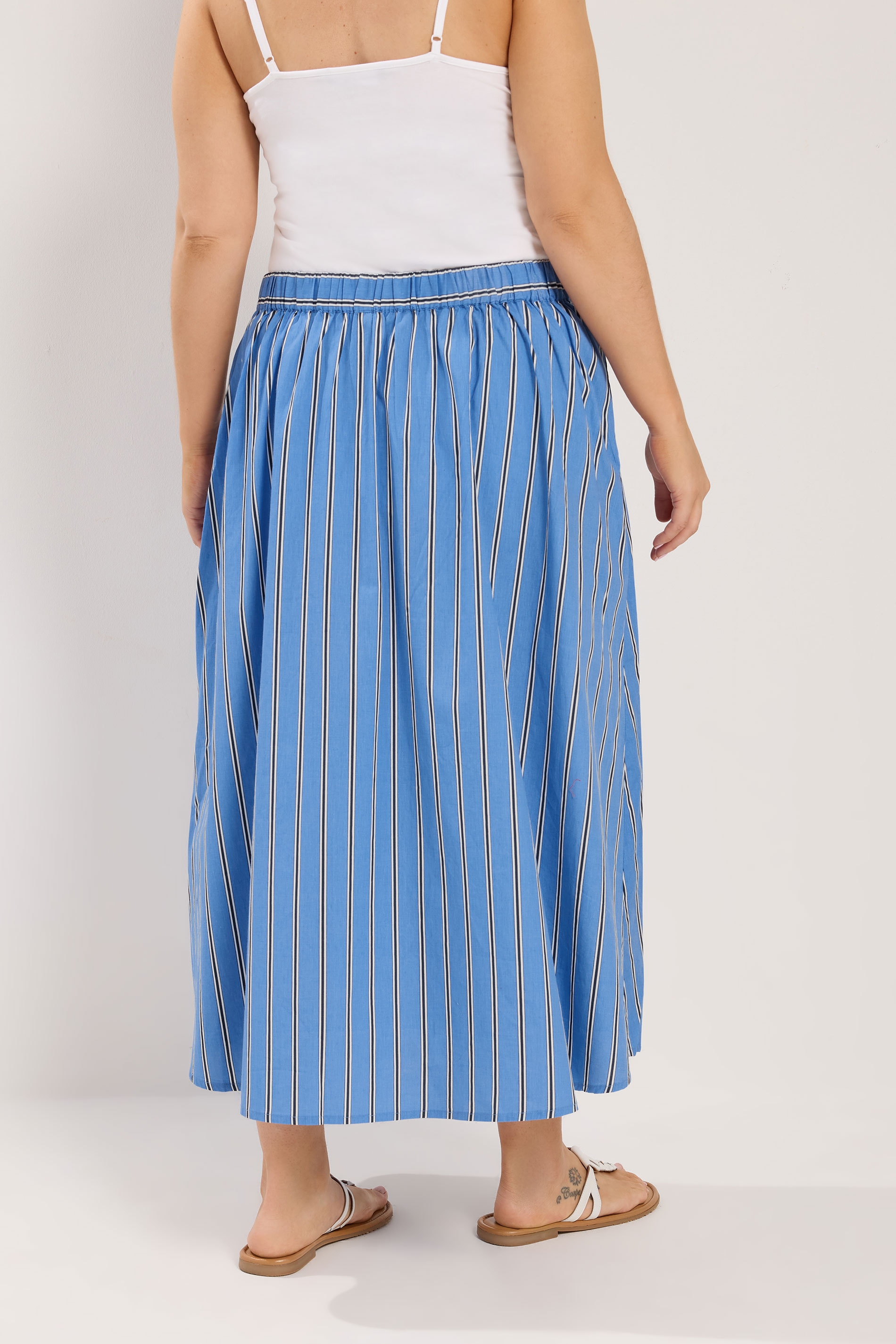 YOURS Plus Size Blue Stripe Midi Skirt | Yours Clothing 4