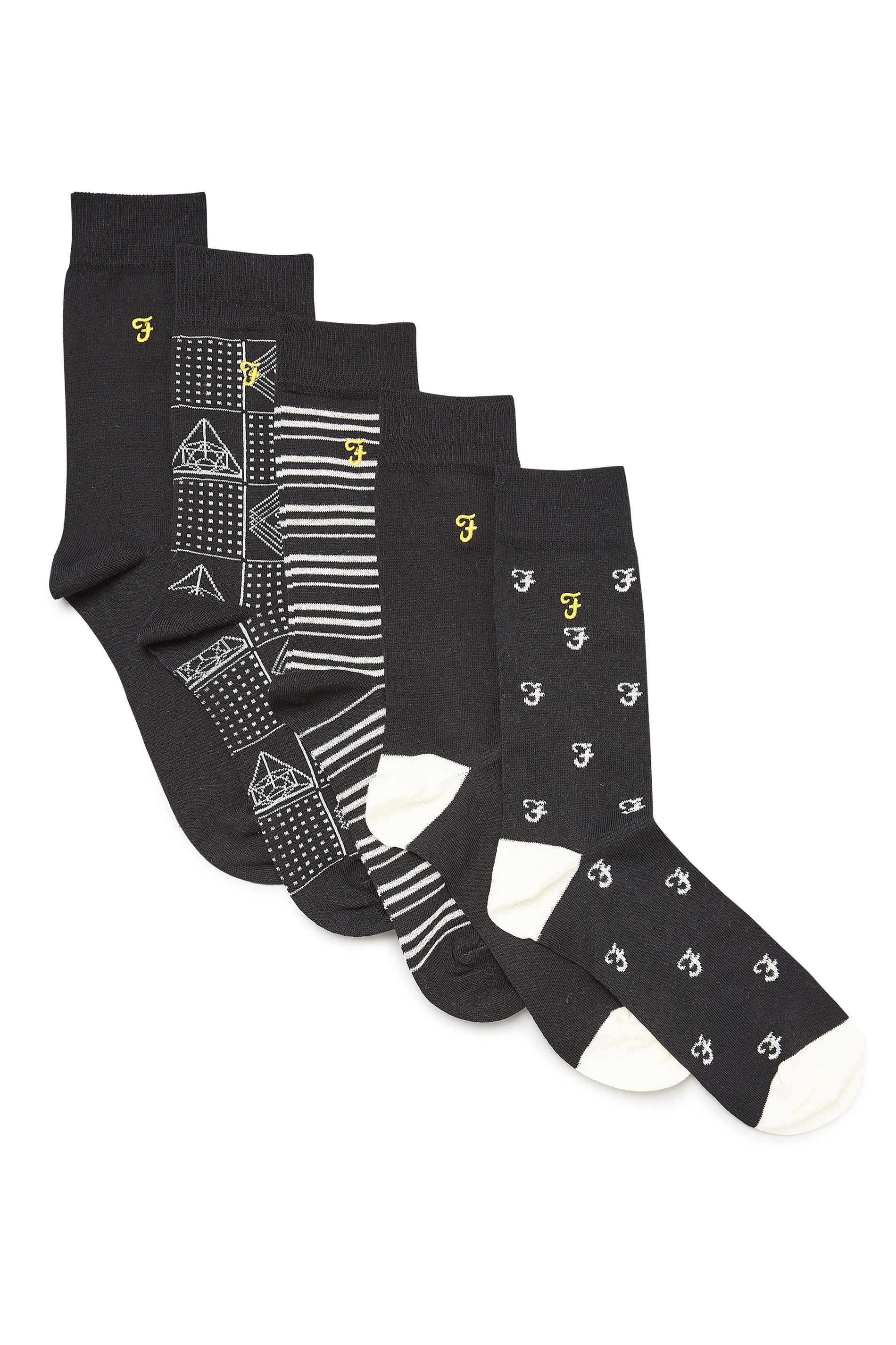 FARAH 5 PACK Black Greaves Socks 1