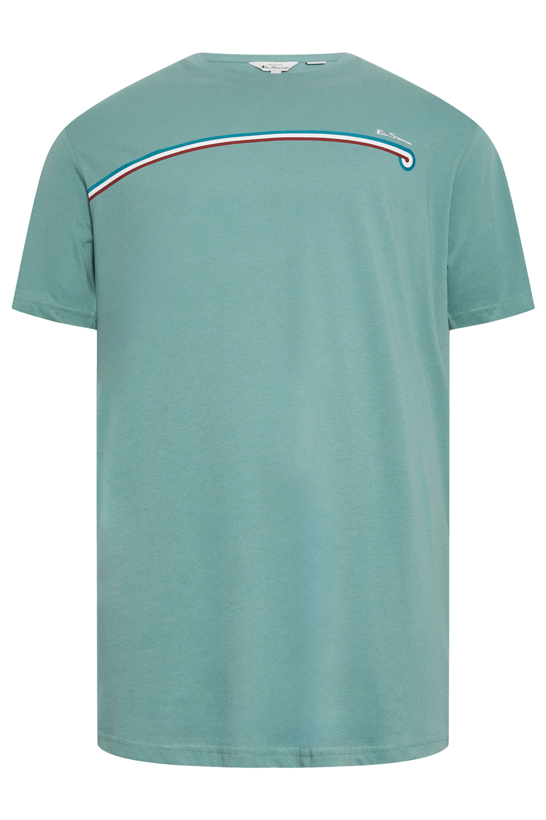 BEN SHERMAN Big & Tall Teal Blue Core Stripe T-Shirt | BadRhino 2