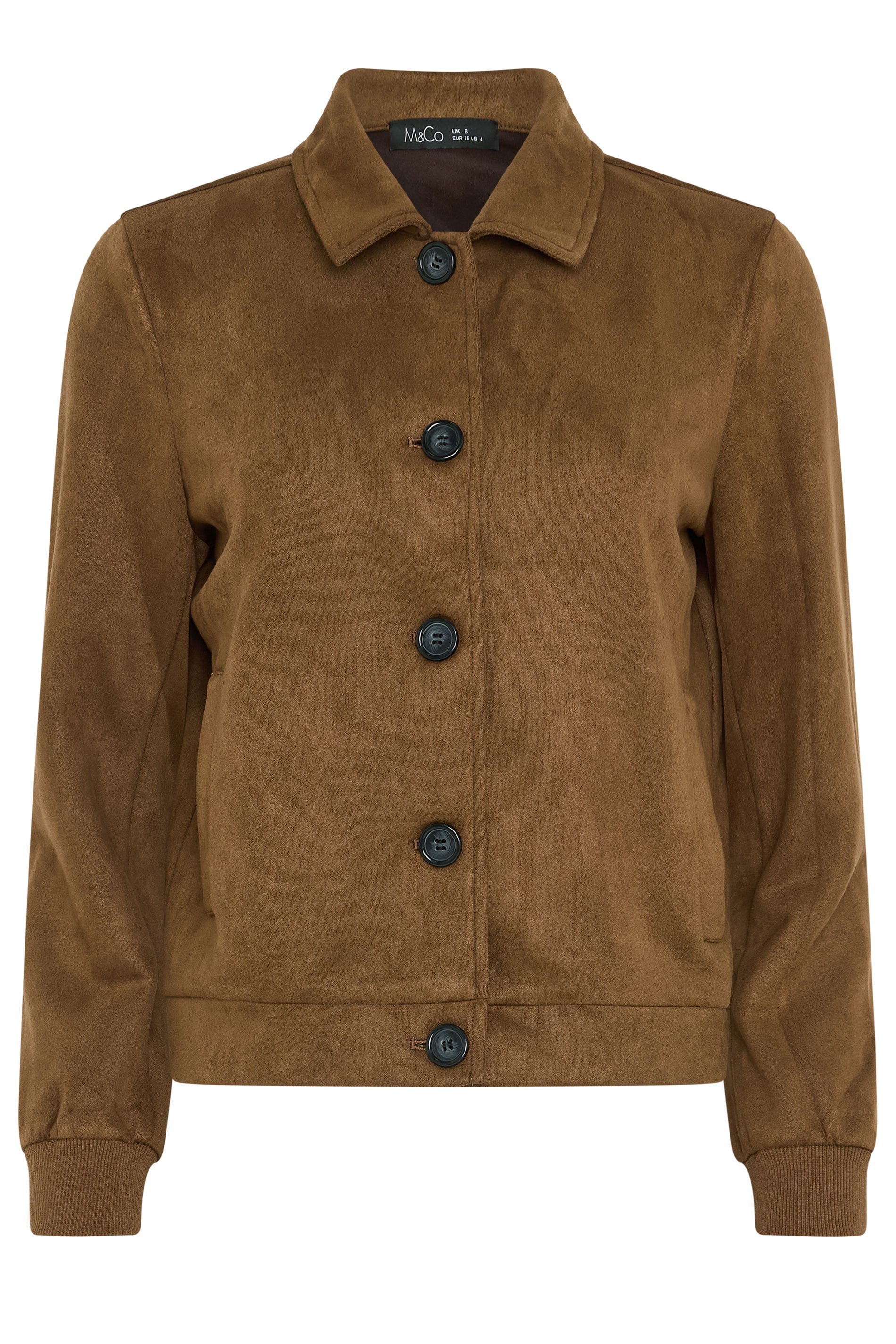 M&Co Petite Brown Faux Suede Button Up Jacket | M&Co 5