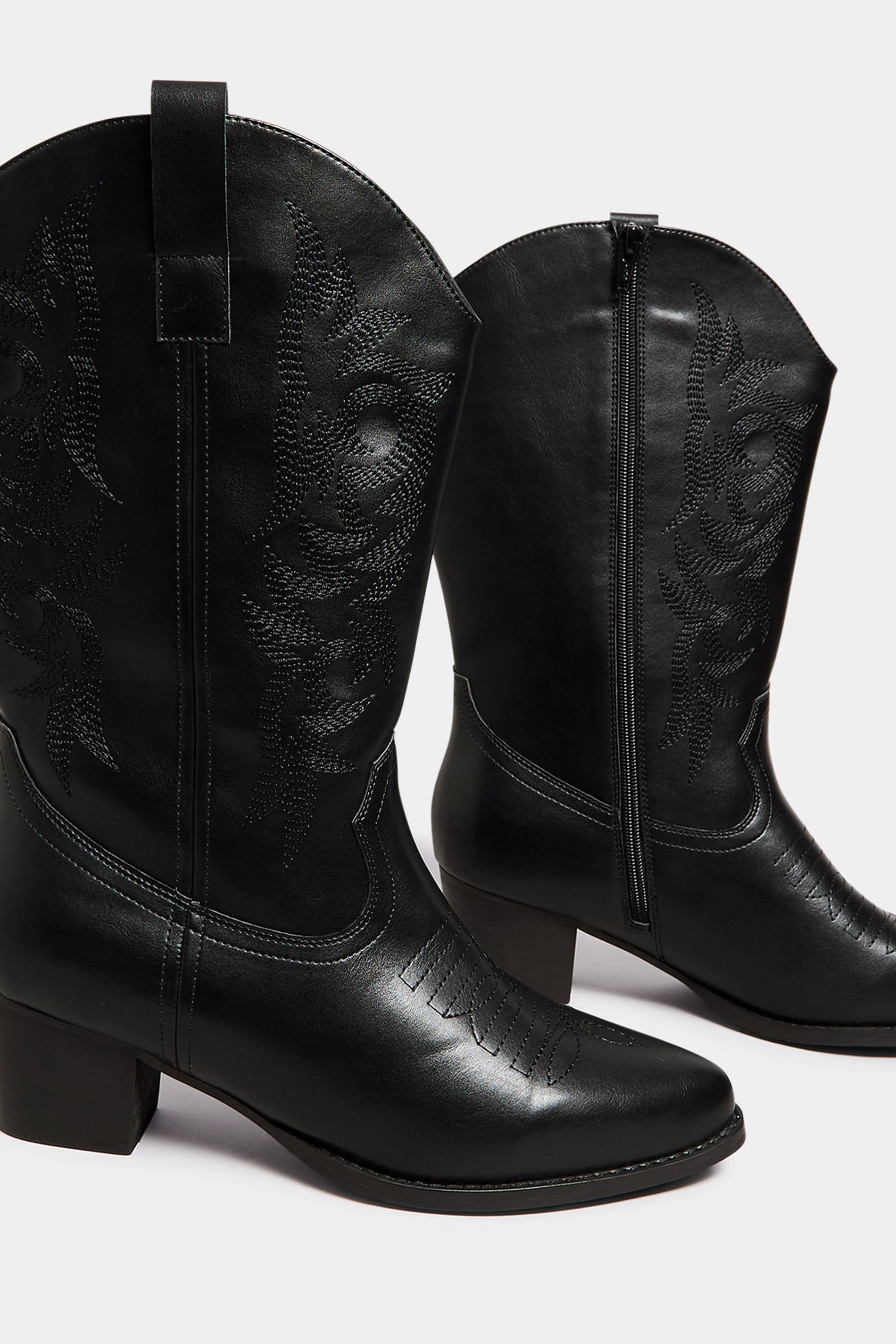LIMITED COLLECTION Black Cowboy Boots in Extra Wide EEE Fit | Yours ...