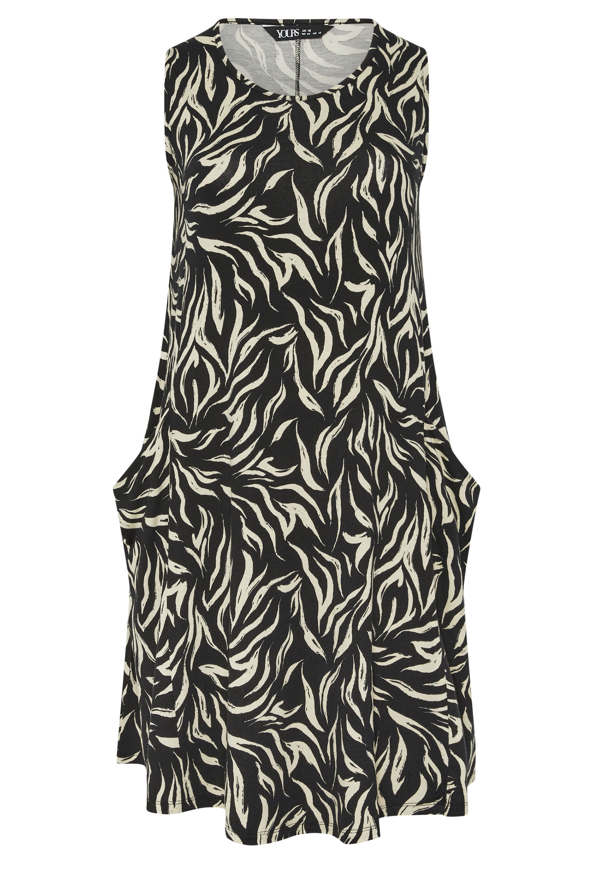 YOURS Plus Size Black Abstract Drape Pocket Dress | Yours Clothing 5