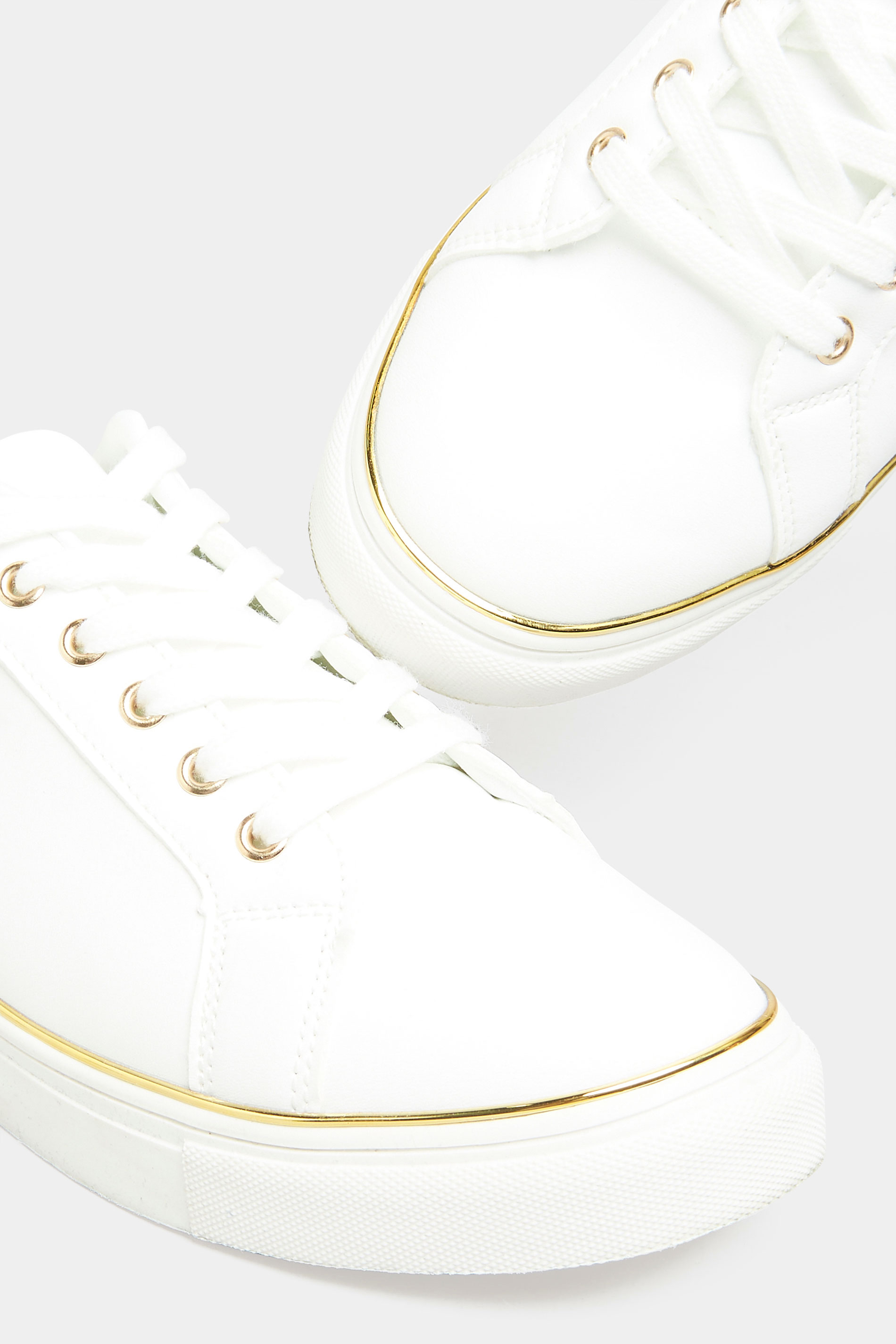 Chaussures Pieds Larges Tennis & Baskets (Regular Fit & Pieds Larges) | Tennis Blanches & Dorées Pieds Extra Larges EEE - DP40601