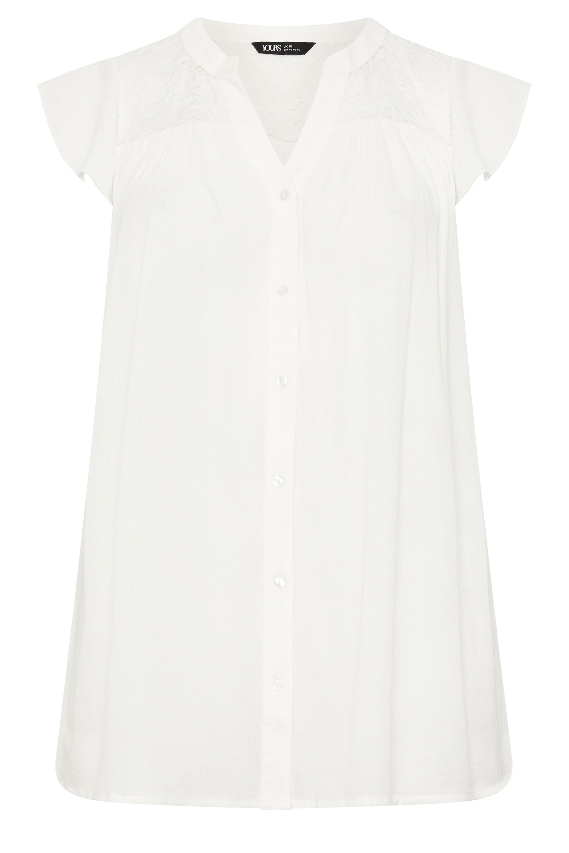 YOURS Plus Size White Lace Detail Blouse | Yours Clothing 5
