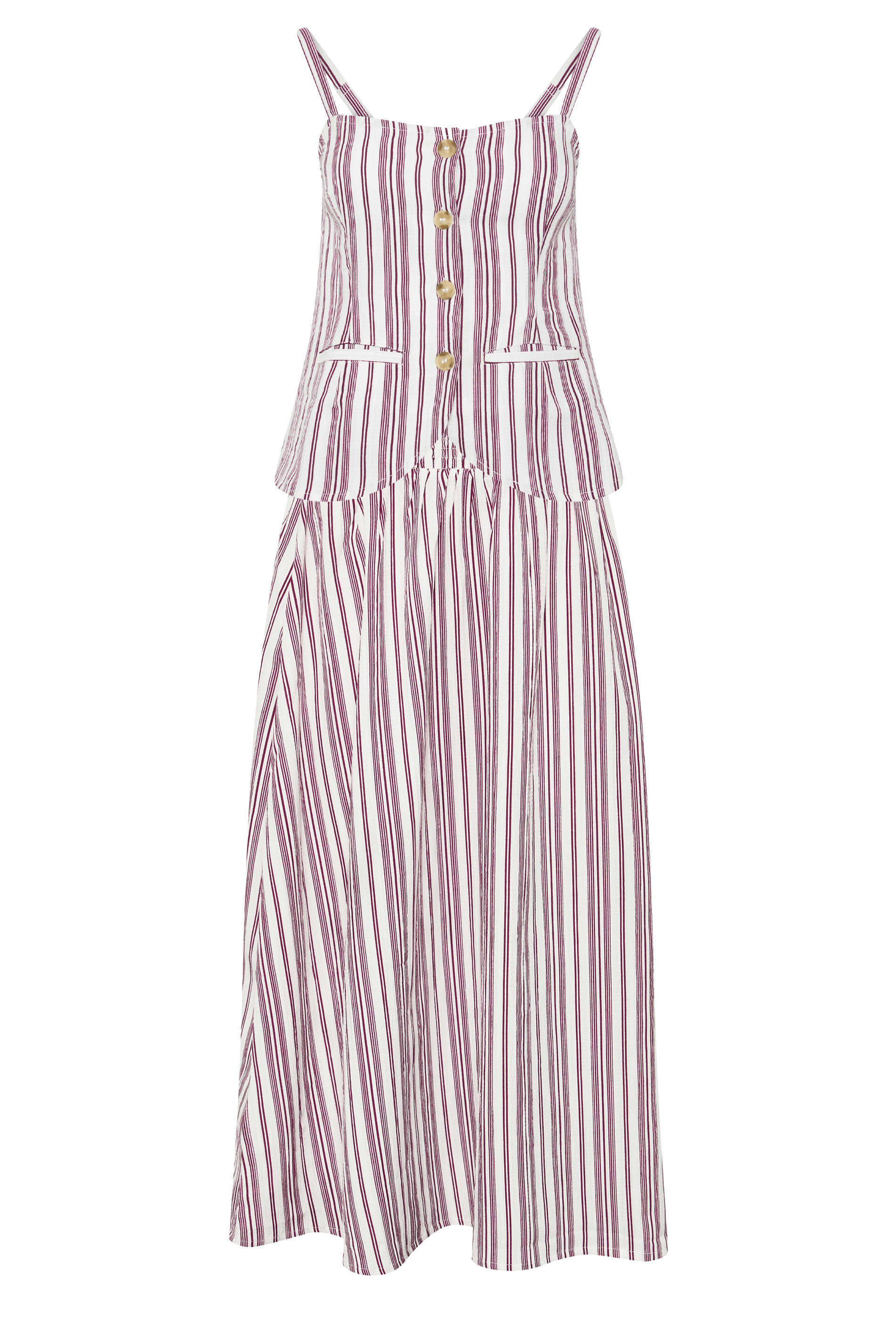 PixieGirl Petite Women's Burgundy Red Stripe Cami & Maxi Skirt Set | PixieGirl 5