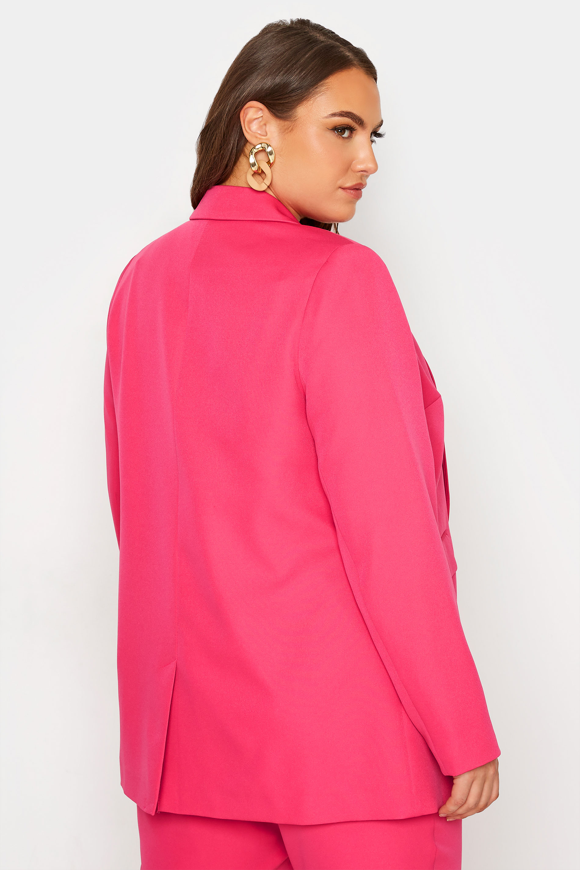 Plus Size Hot Pink Lined Blazer | Yours Clothing 3